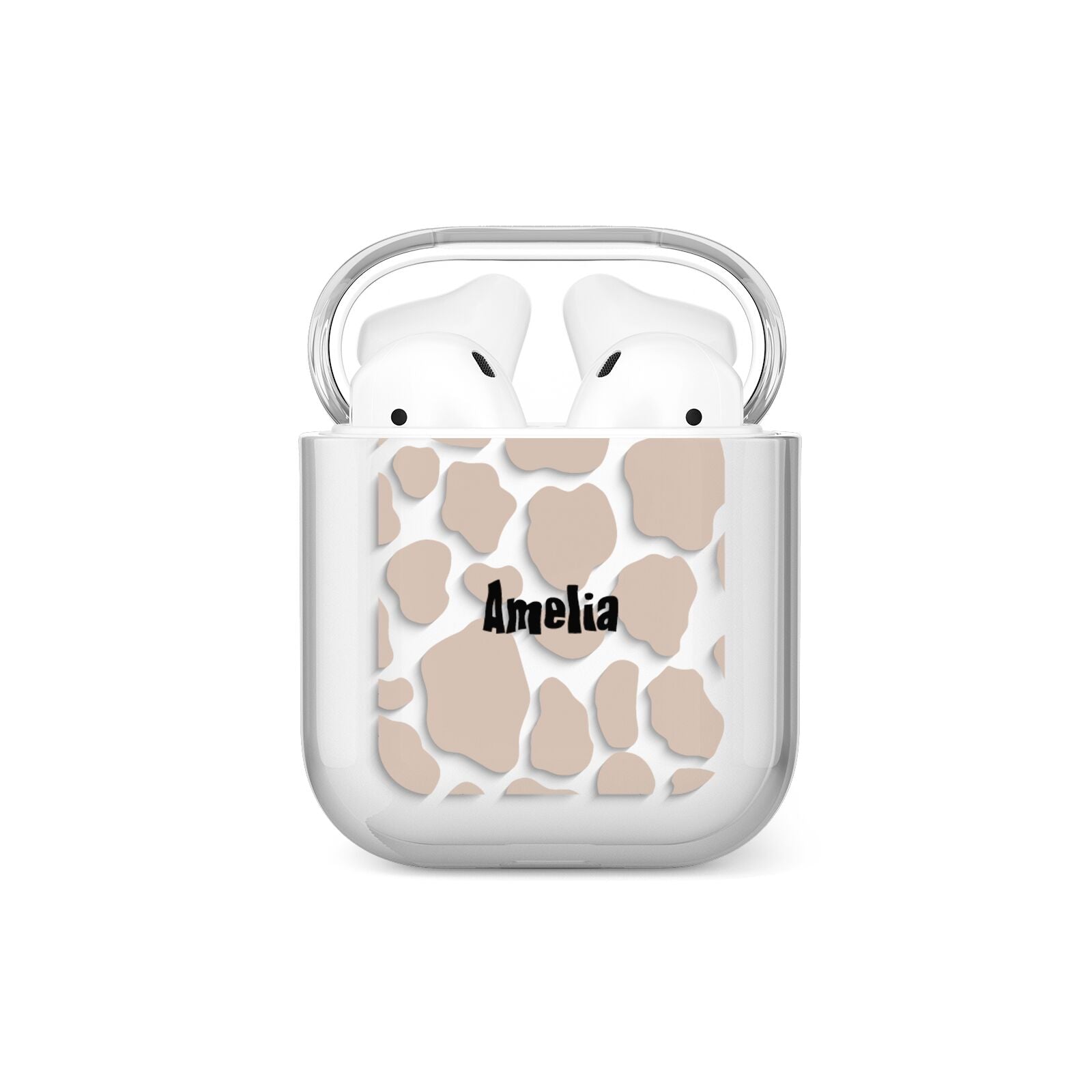 Custom Beige Cow Print AirPods Case