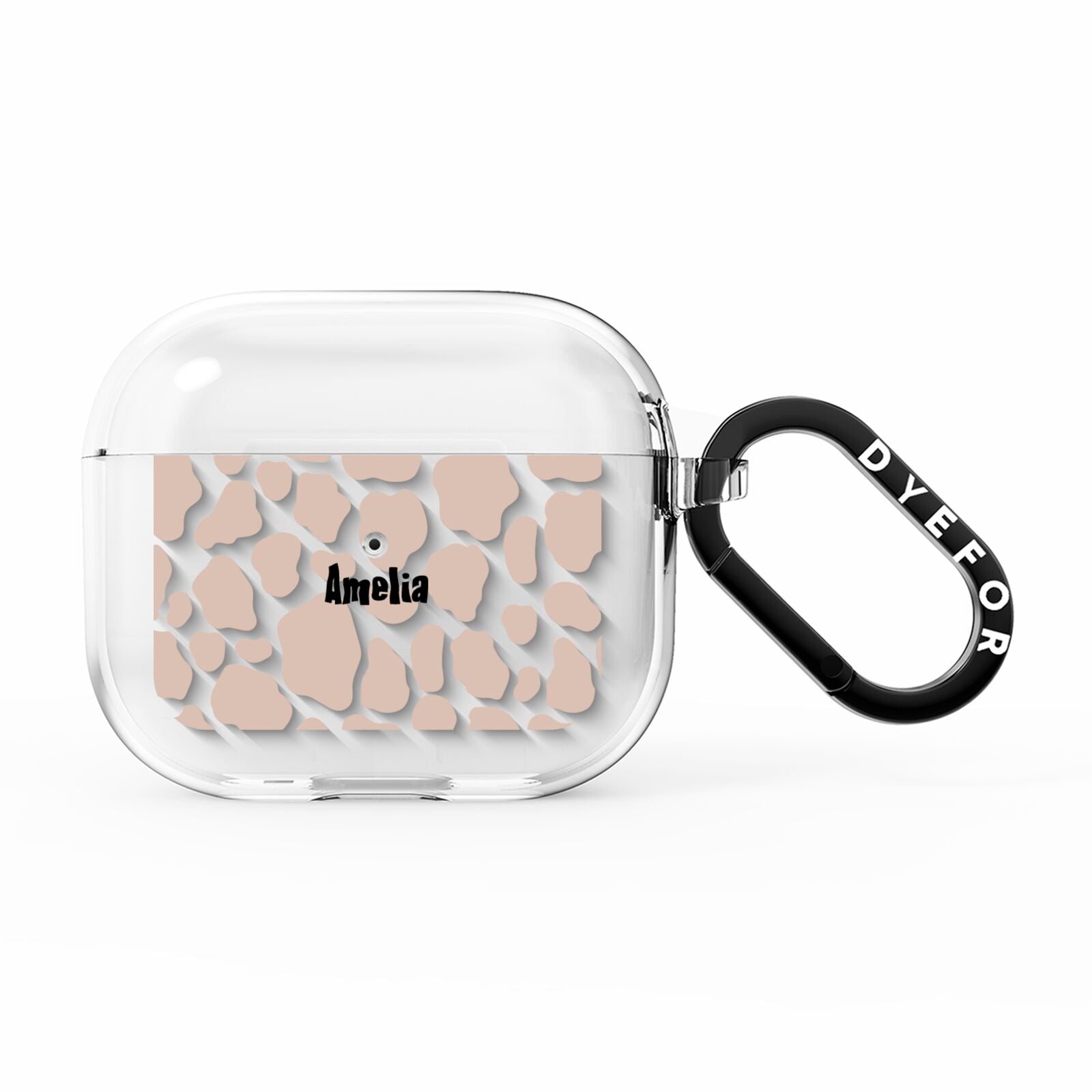 Custom Beige Cow Print AirPods Clear Case 3rd Gen