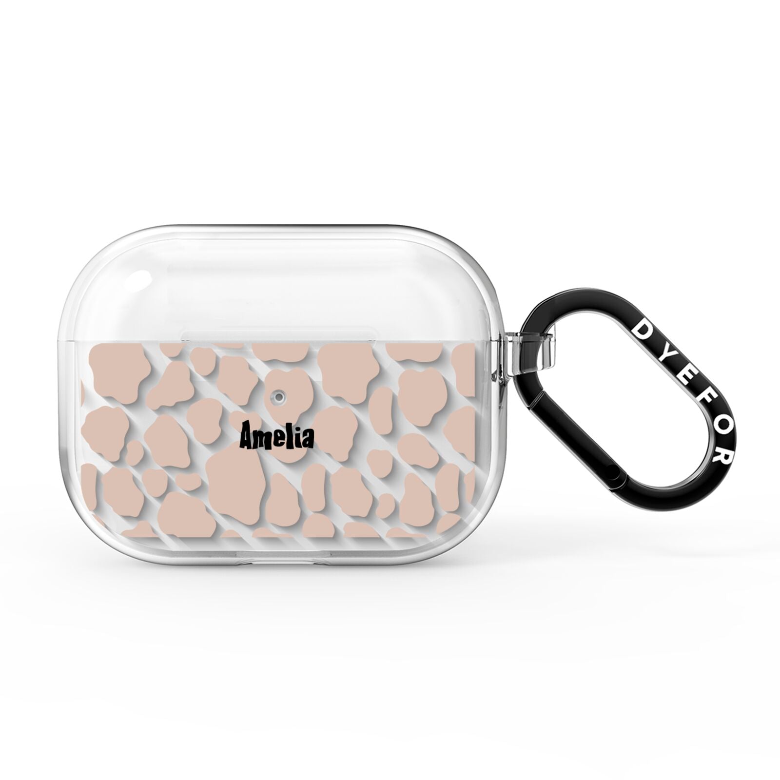 Custom Beige Cow Print AirPods Pro Clear Case