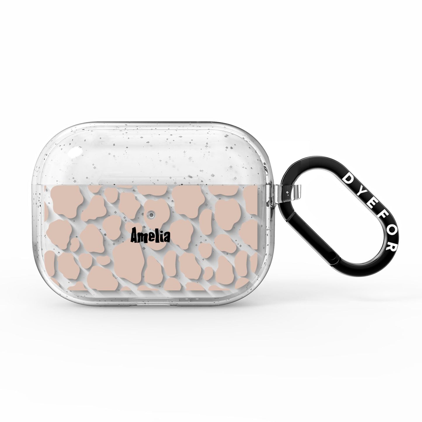 Custom Beige Cow Print AirPods Pro Glitter Case