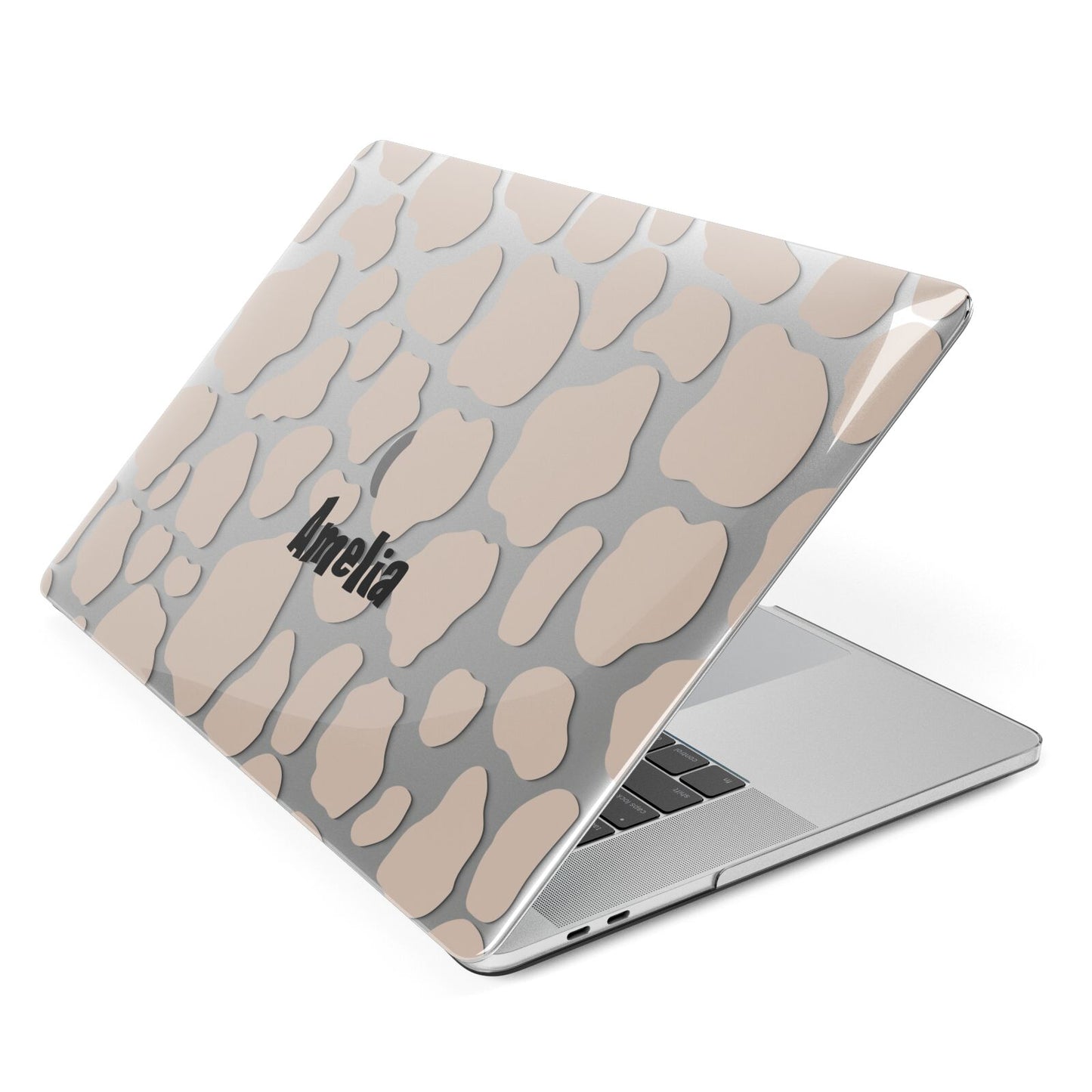 Custom Beige Cow Print Apple MacBook Case Side View