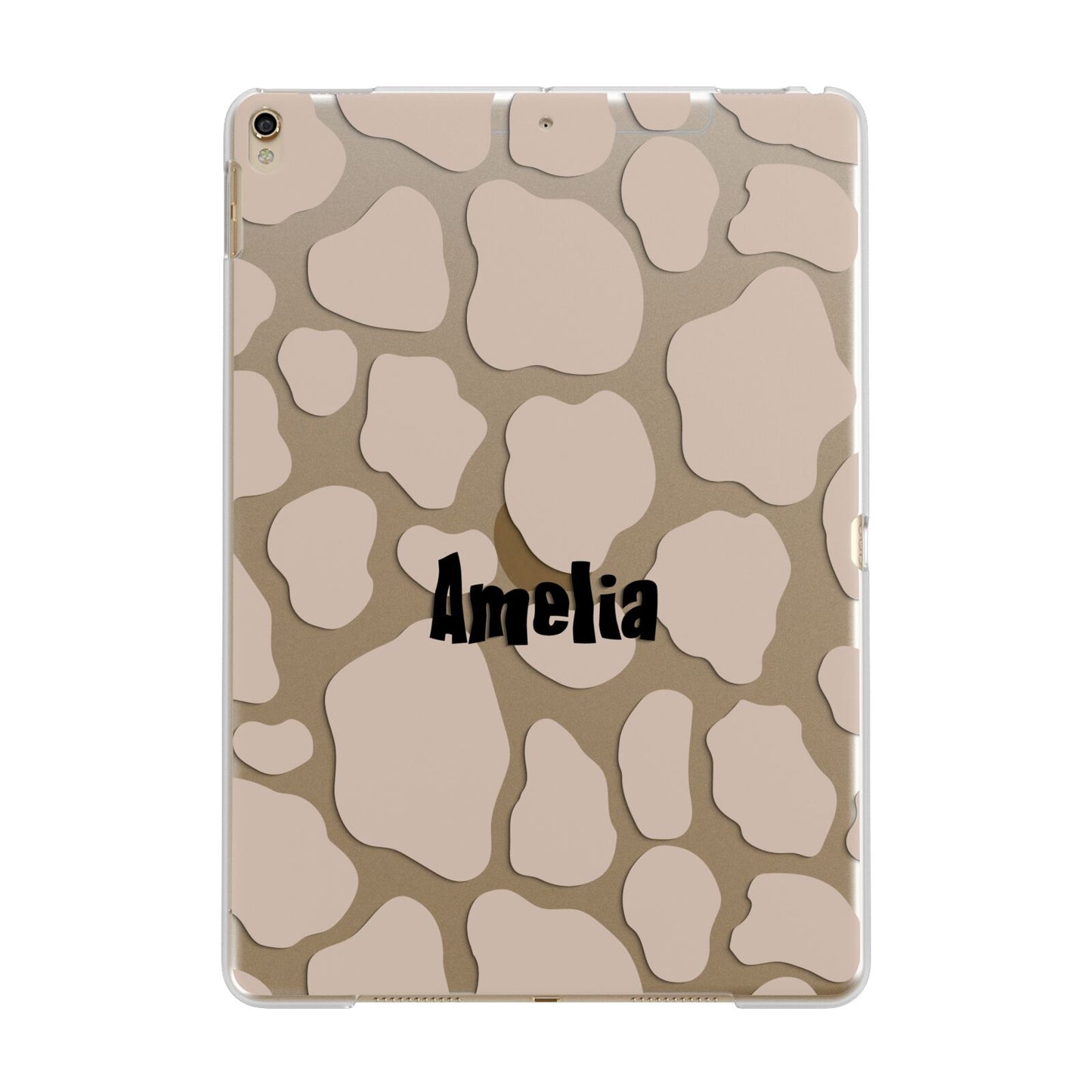 Custom Beige Cow Print Apple iPad Gold Case