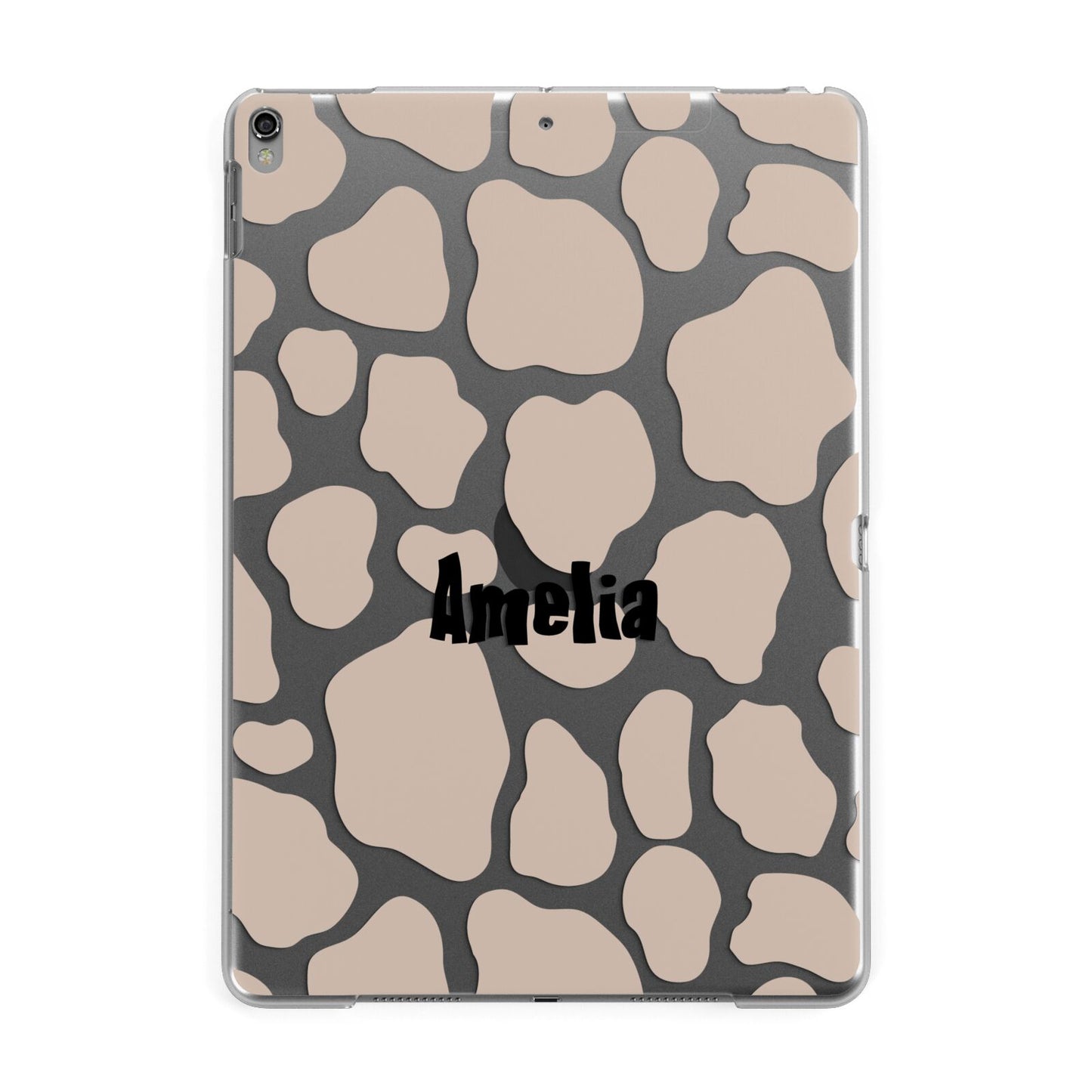 Custom Beige Cow Print Apple iPad Grey Case