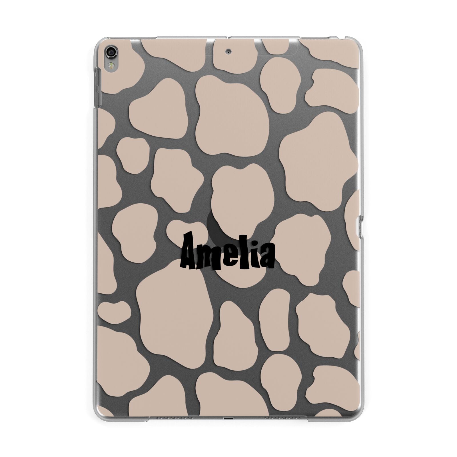 Custom Beige Cow Print Apple iPad Grey Case