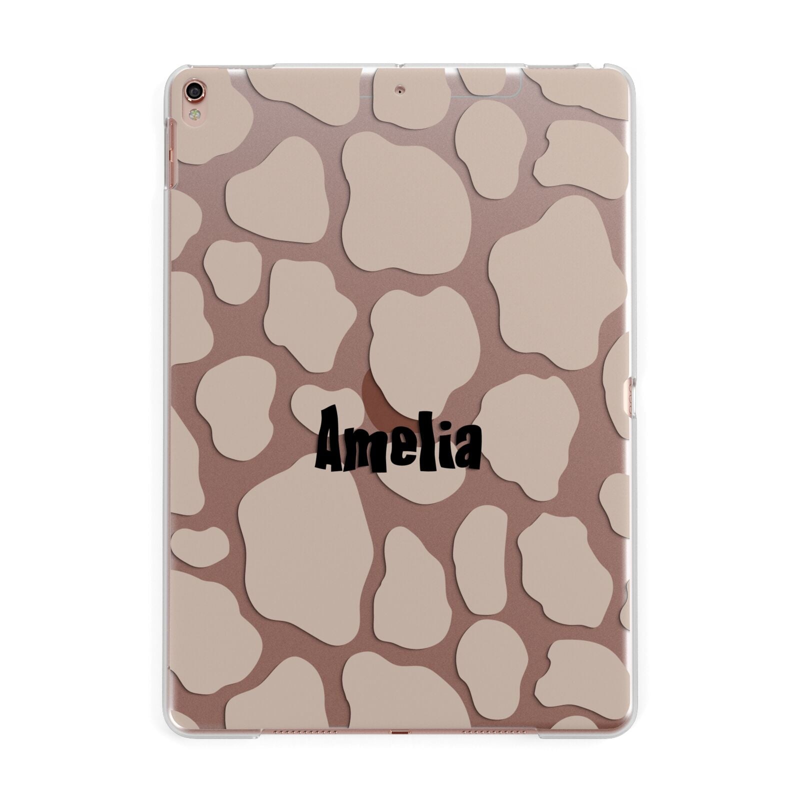 Custom Beige Cow Print Apple iPad Rose Gold Case