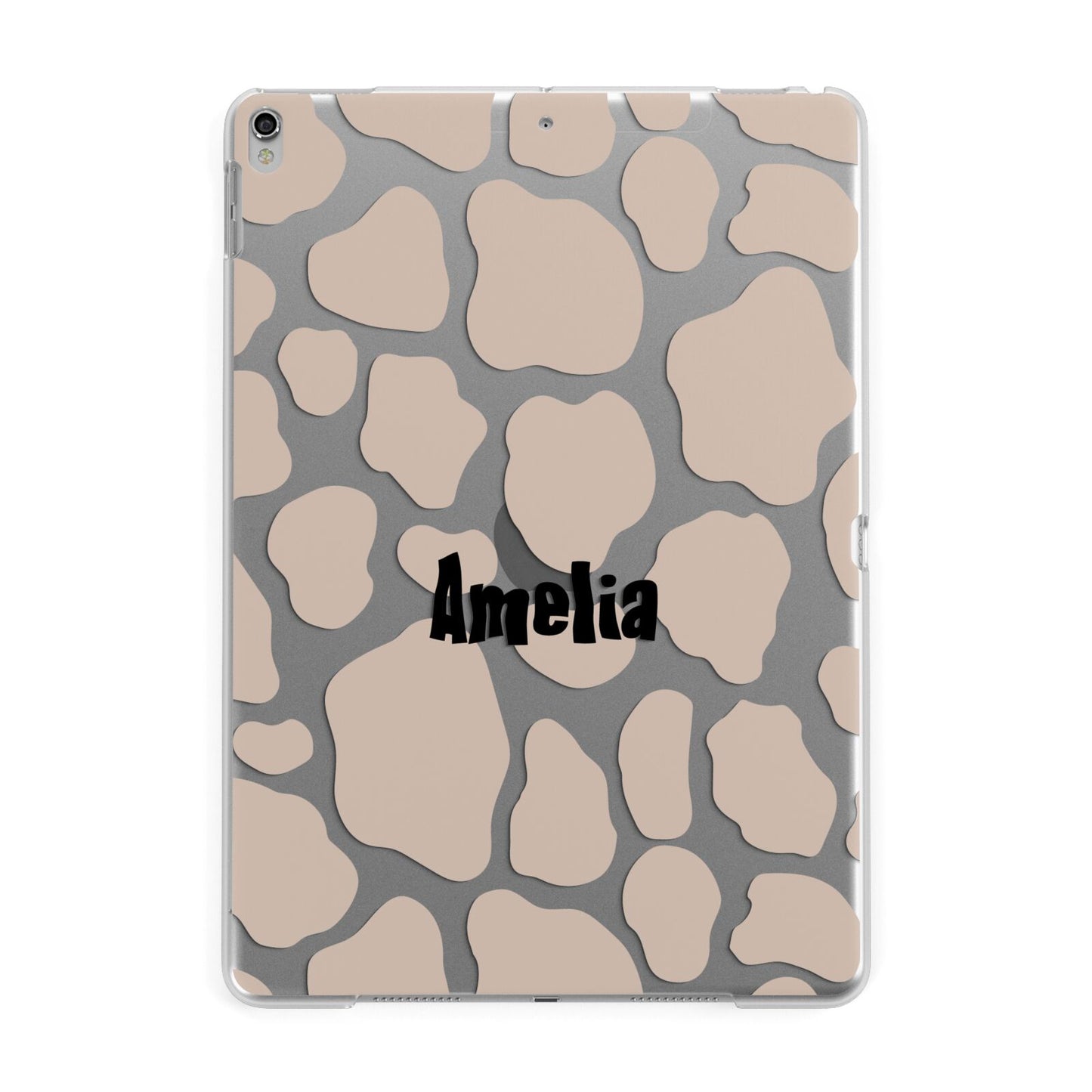 Custom Beige Cow Print Apple iPad Silver Case