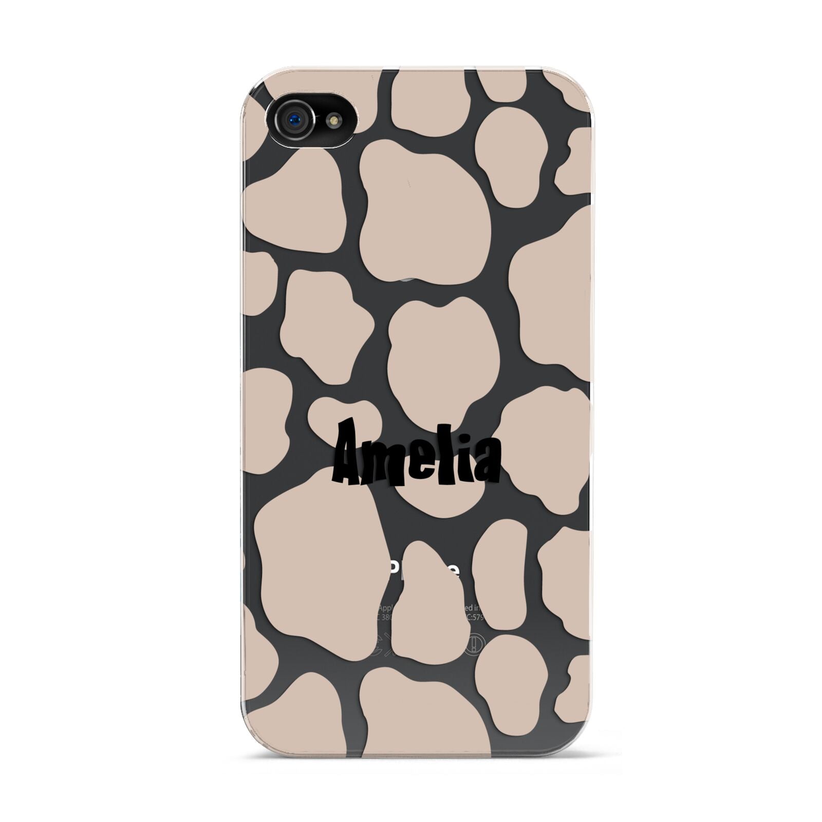 Custom Beige Cow Print Apple iPhone 4s Case