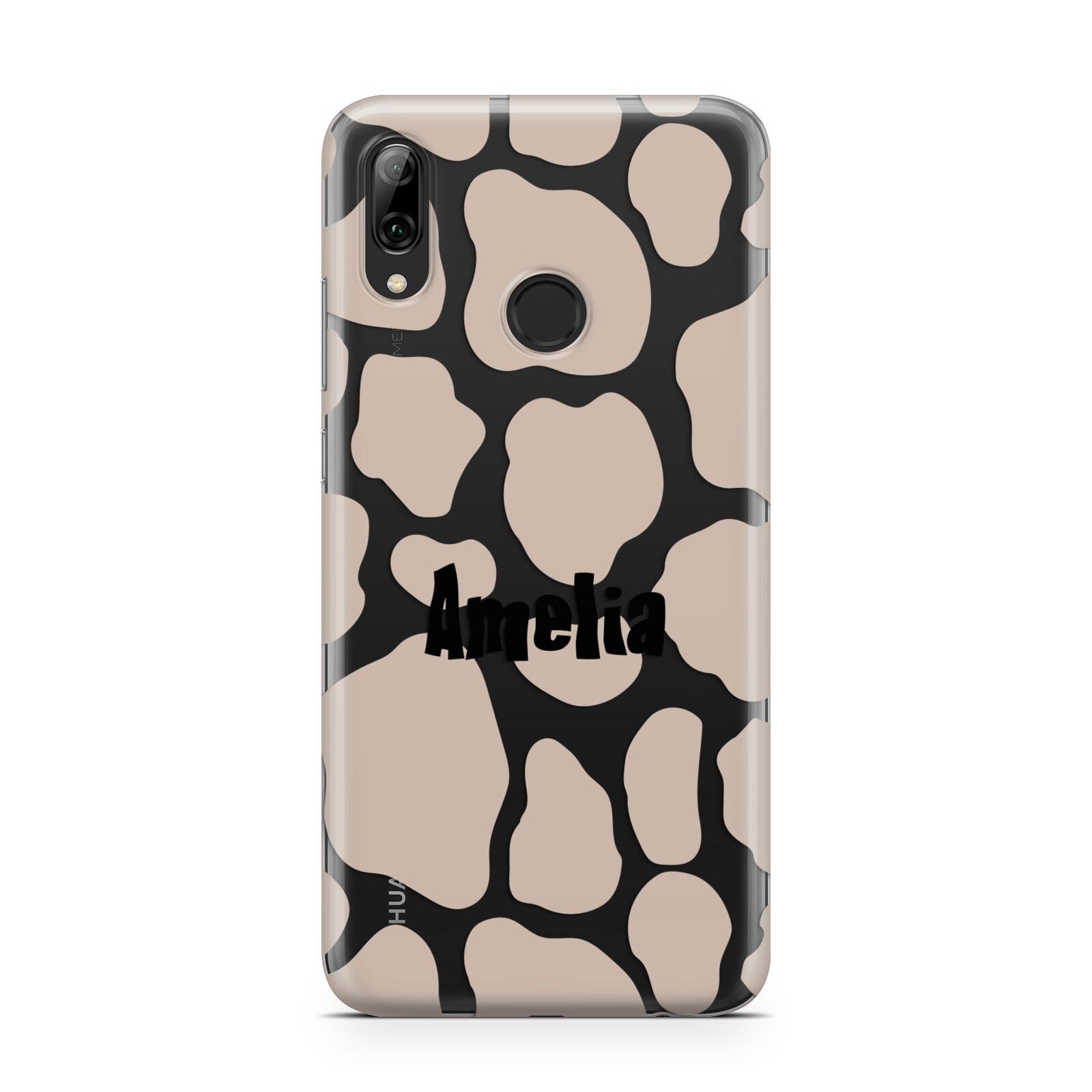 Custom Beige Cow Print Huawei Y7 2019