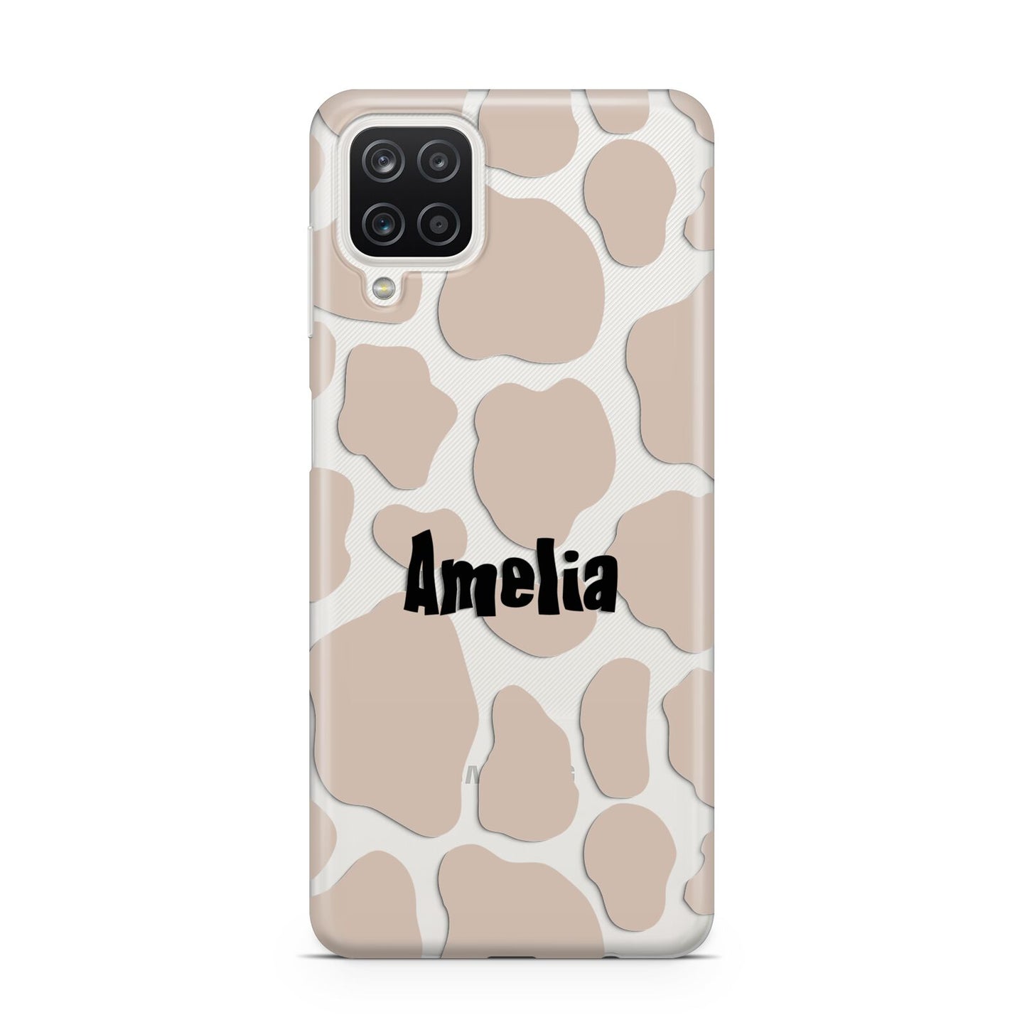 Custom Beige Cow Print Samsung A12 Case