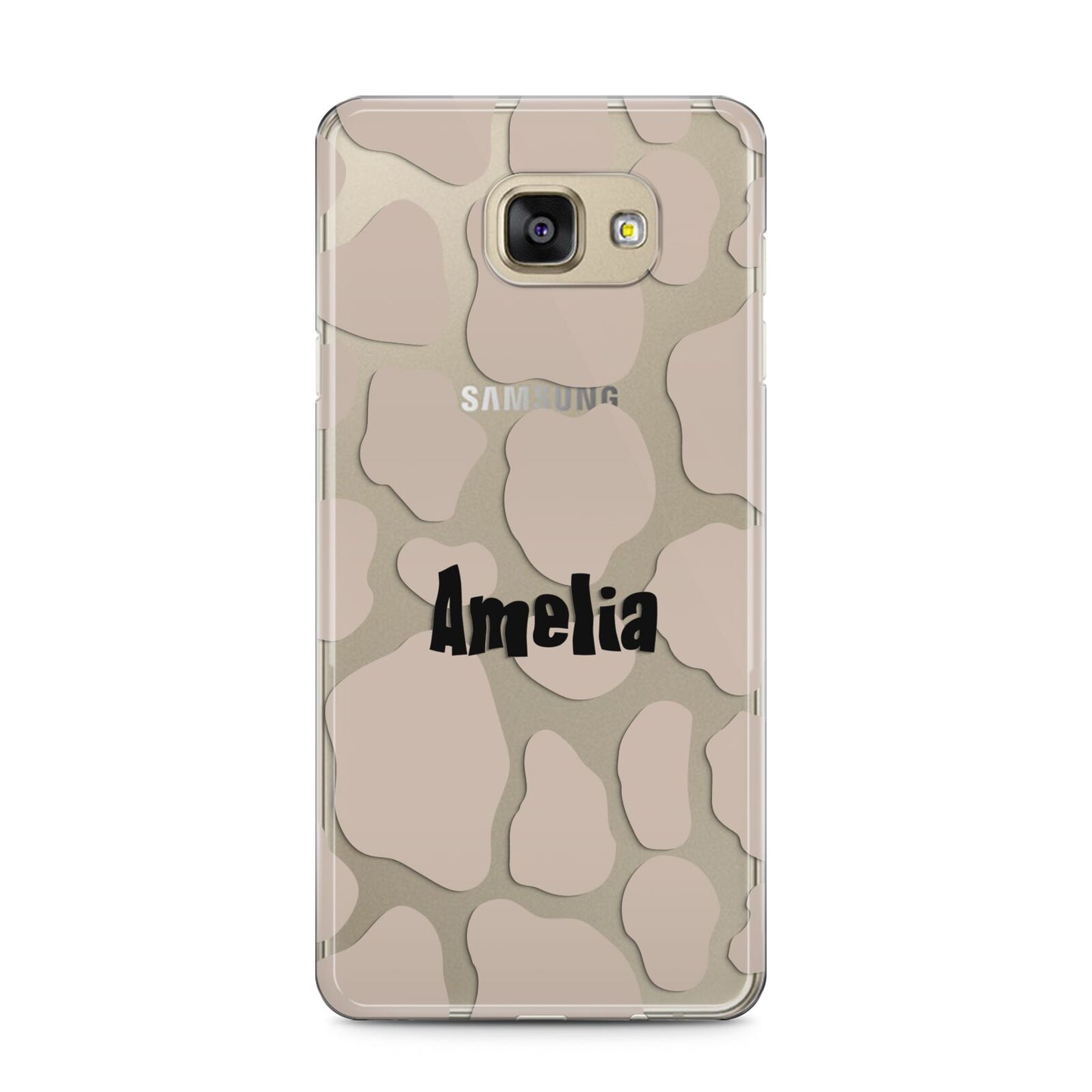 Custom Beige Cow Print Samsung Galaxy A5 2016 Case on gold phone