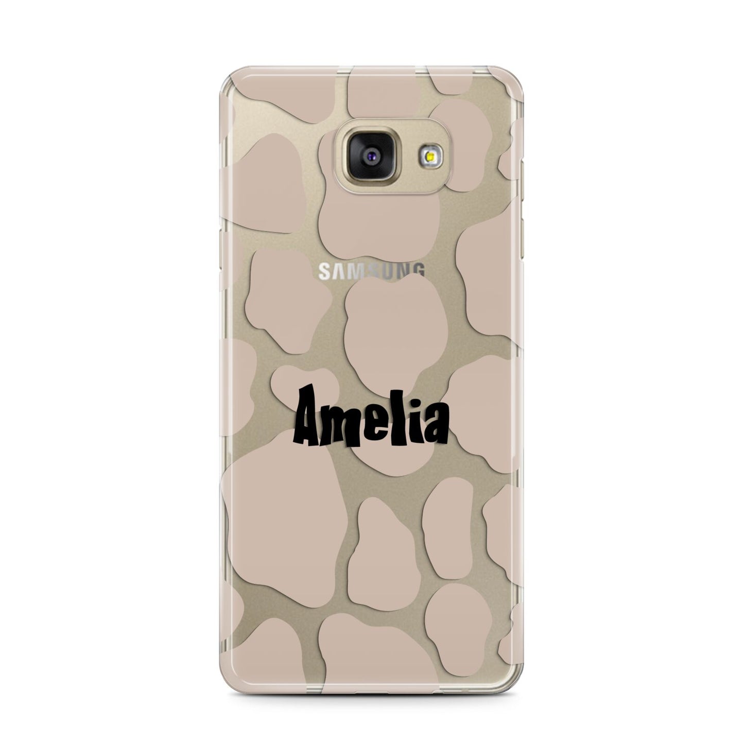 Custom Beige Cow Print Samsung Galaxy A7 2016 Case on gold phone