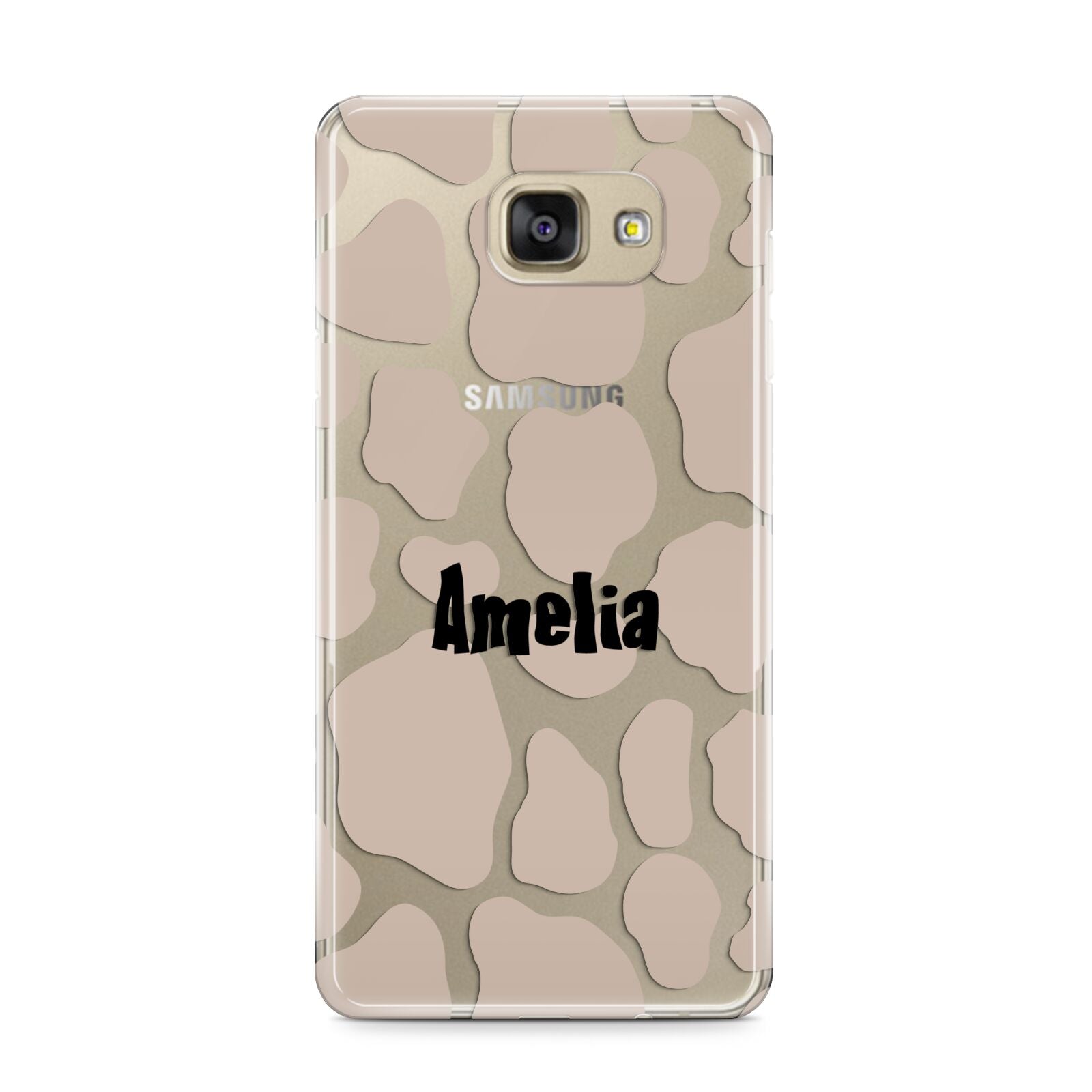 Custom Beige Cow Print Samsung Galaxy A9 2016 Case on gold phone