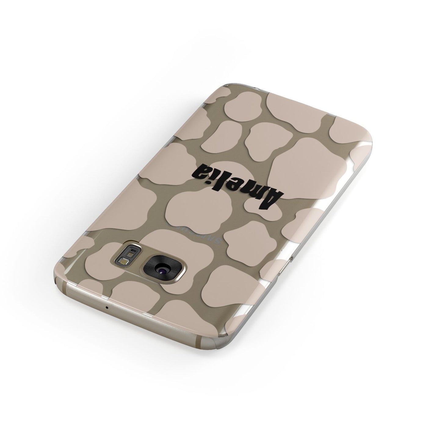 Custom Beige Cow Print Samsung Galaxy Case Front Close Up