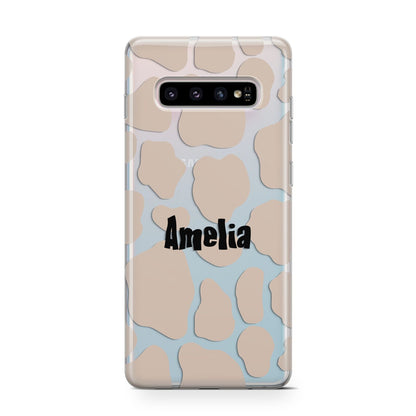 Custom Beige Cow Print Samsung Galaxy S10 Case