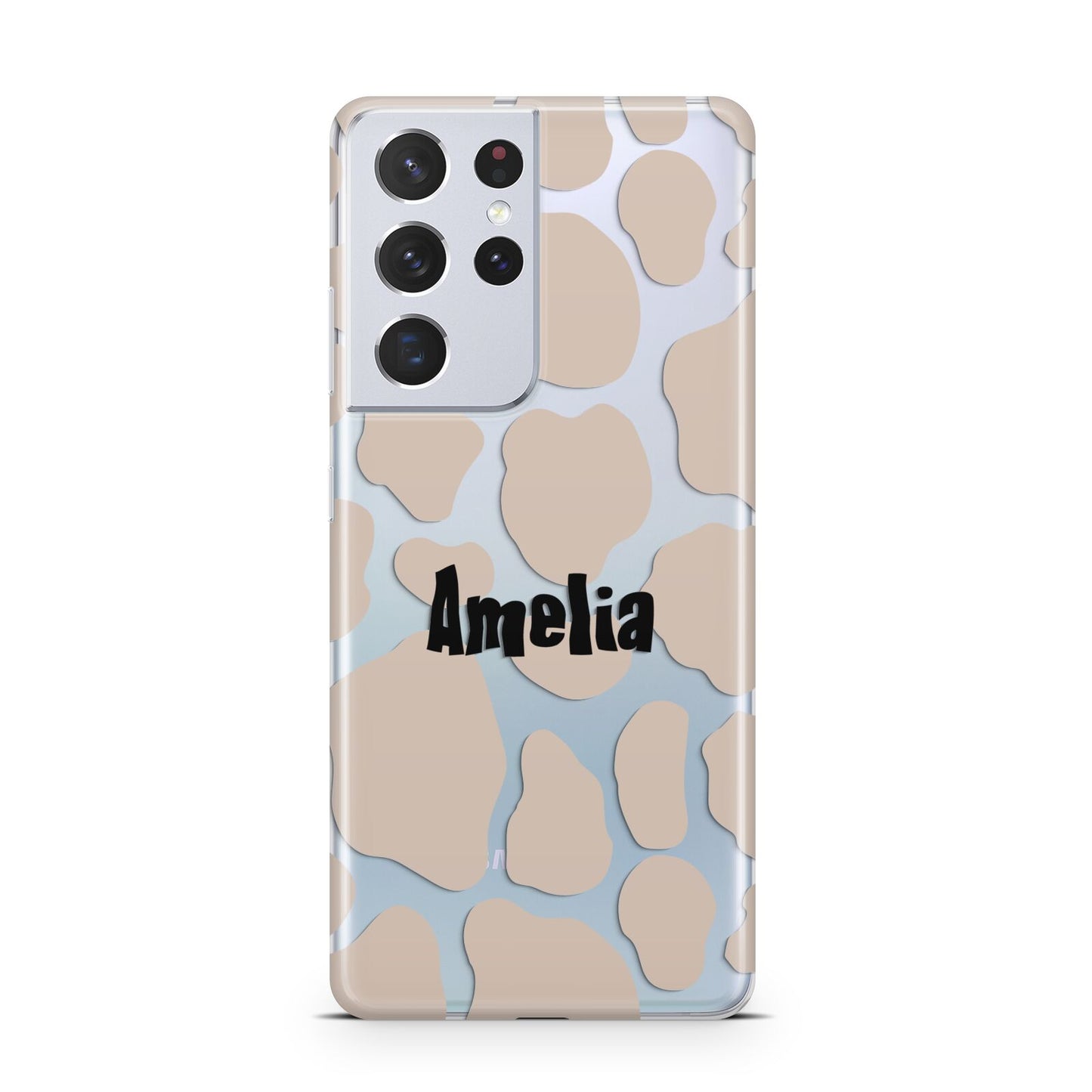 Custom Beige Cow Print Samsung S21 Ultra Case