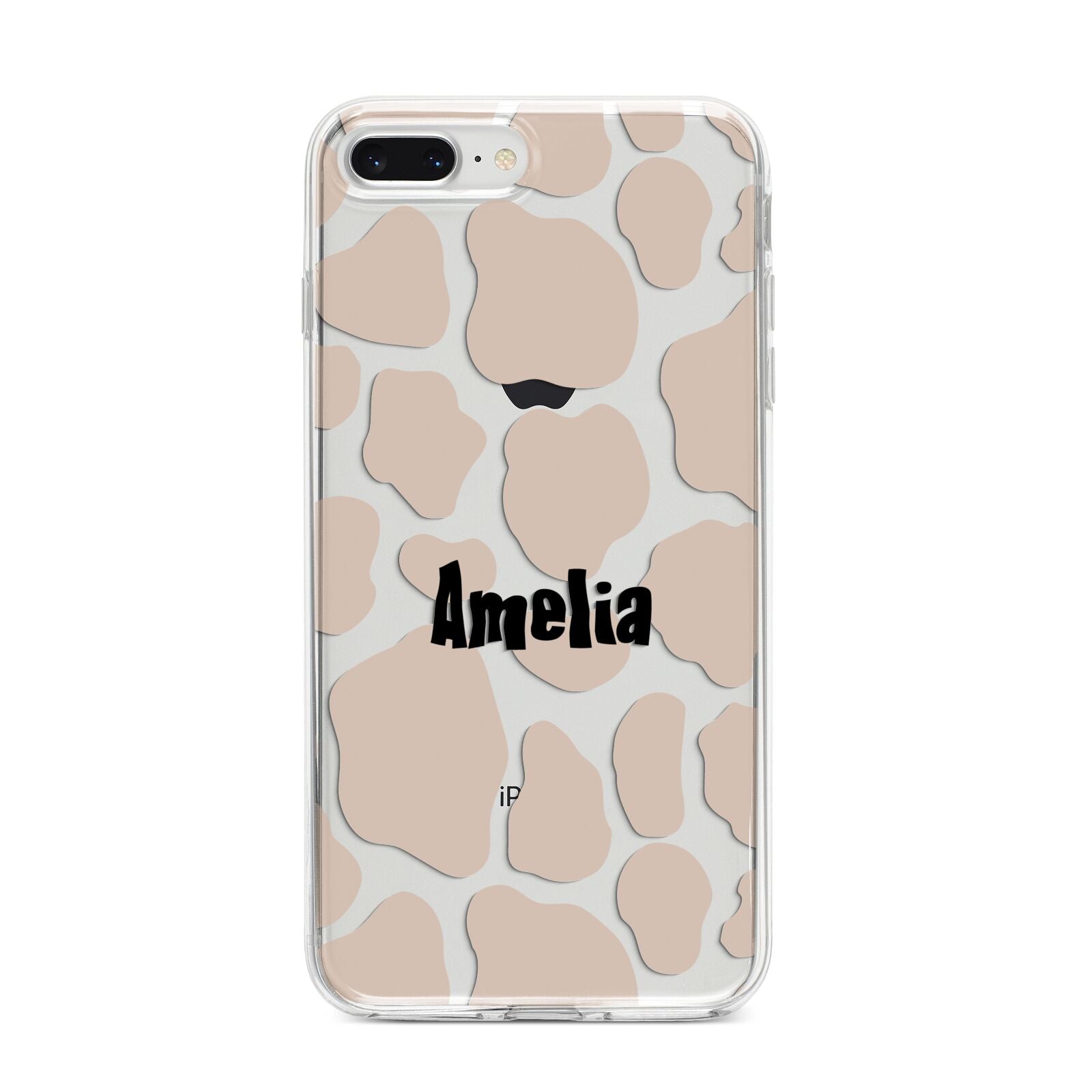 Custom Beige Cow Print iPhone 8 Plus Bumper Case on Silver iPhone