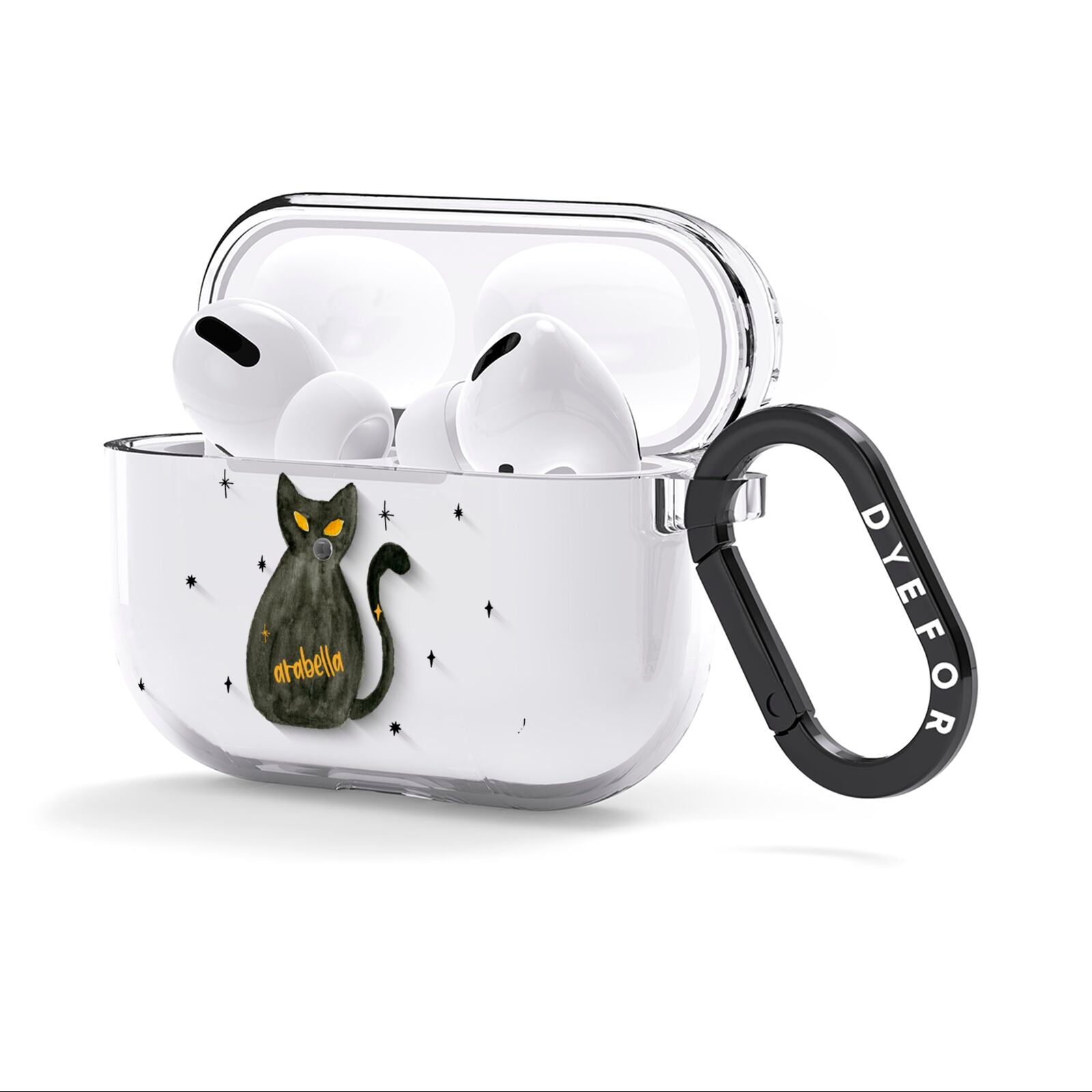 Custom Black Cat AirPods Clear Case 3rd Gen Side Image