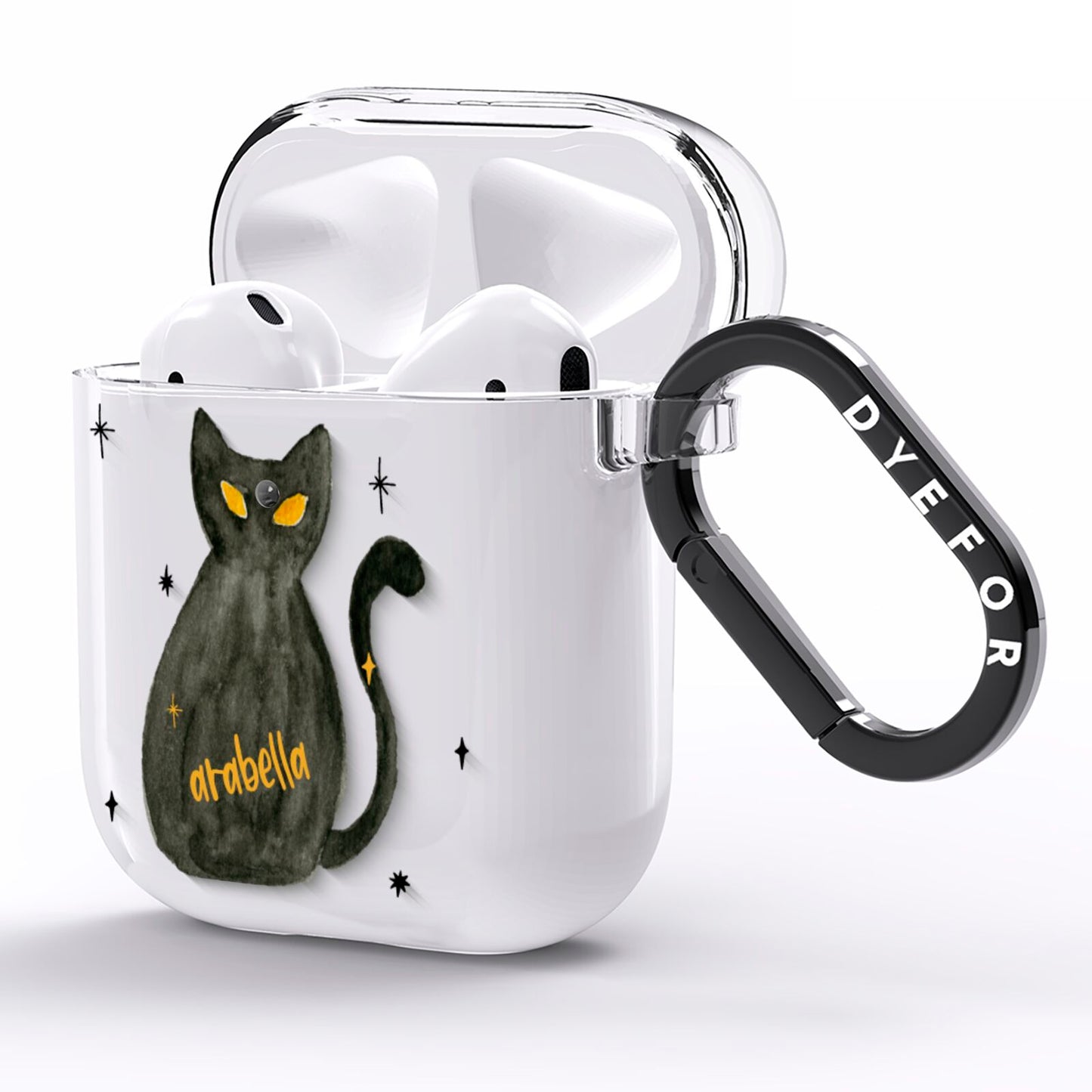 Custom Black Cat AirPods Clear Case Side Image