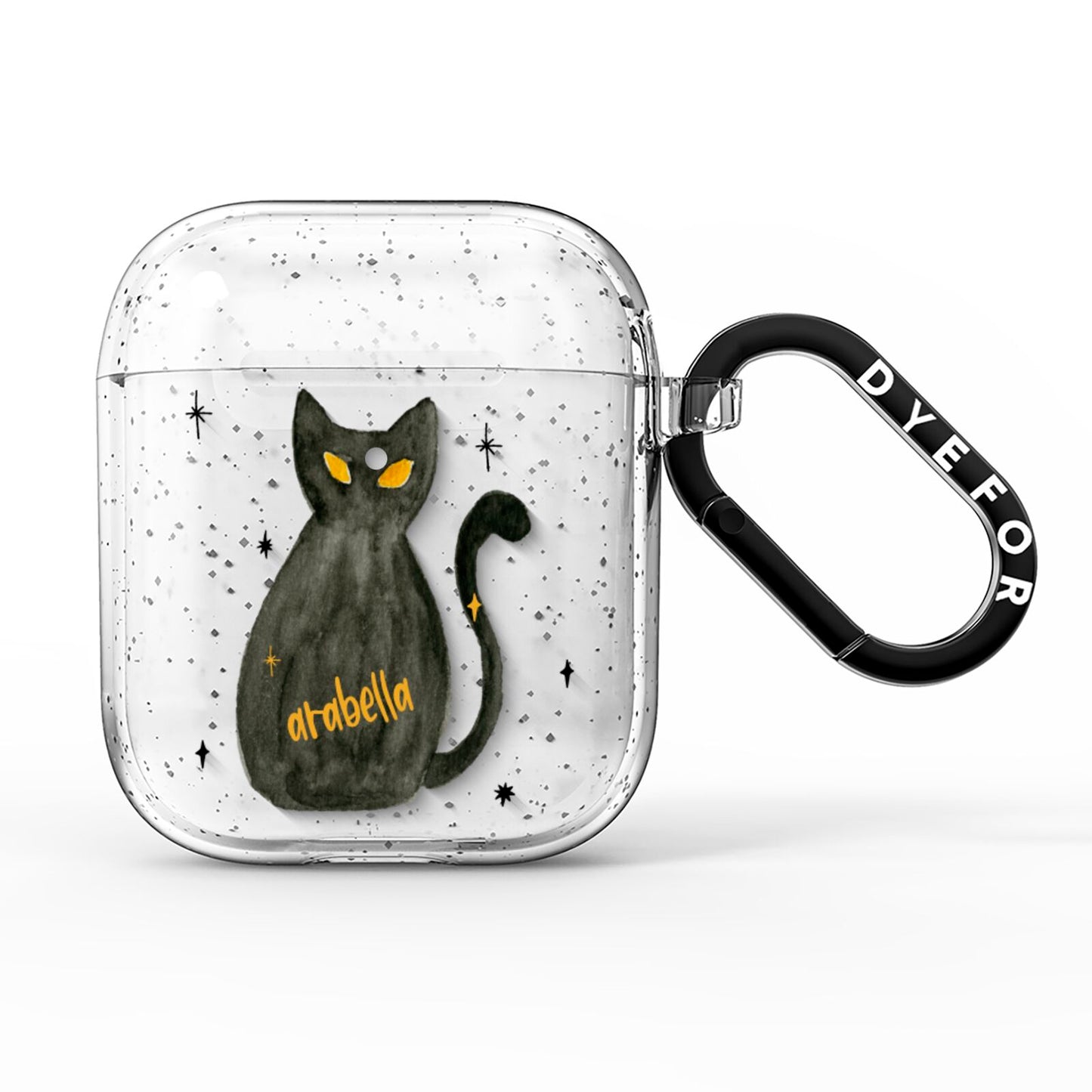 Custom Black Cat AirPods Glitter Case