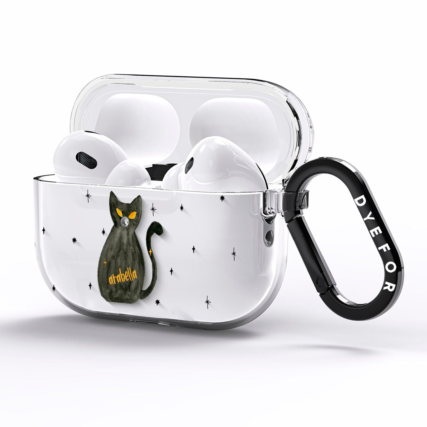 Custom Black Cat AirPods Pro Clear Case Side Image