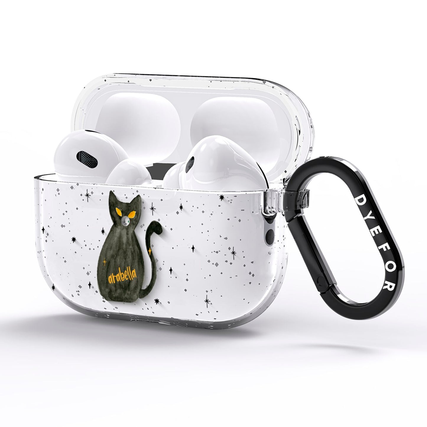 Custom Black Cat AirPods Pro Glitter Case Side Image