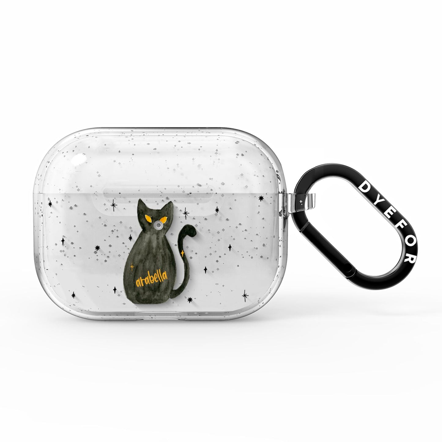 Custom Black Cat AirPods Pro Glitter Case