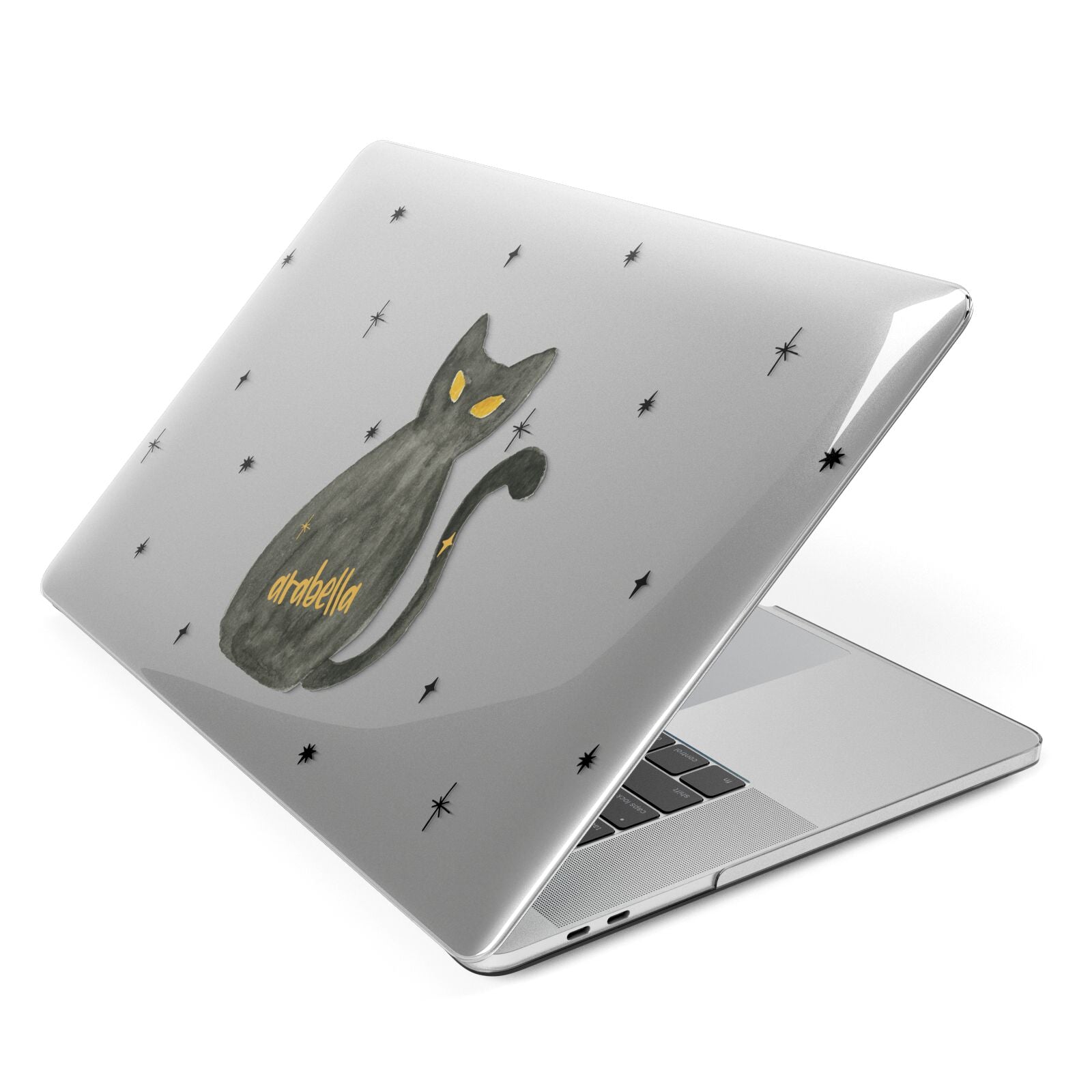 Custom Black Cat Apple MacBook Case Side View