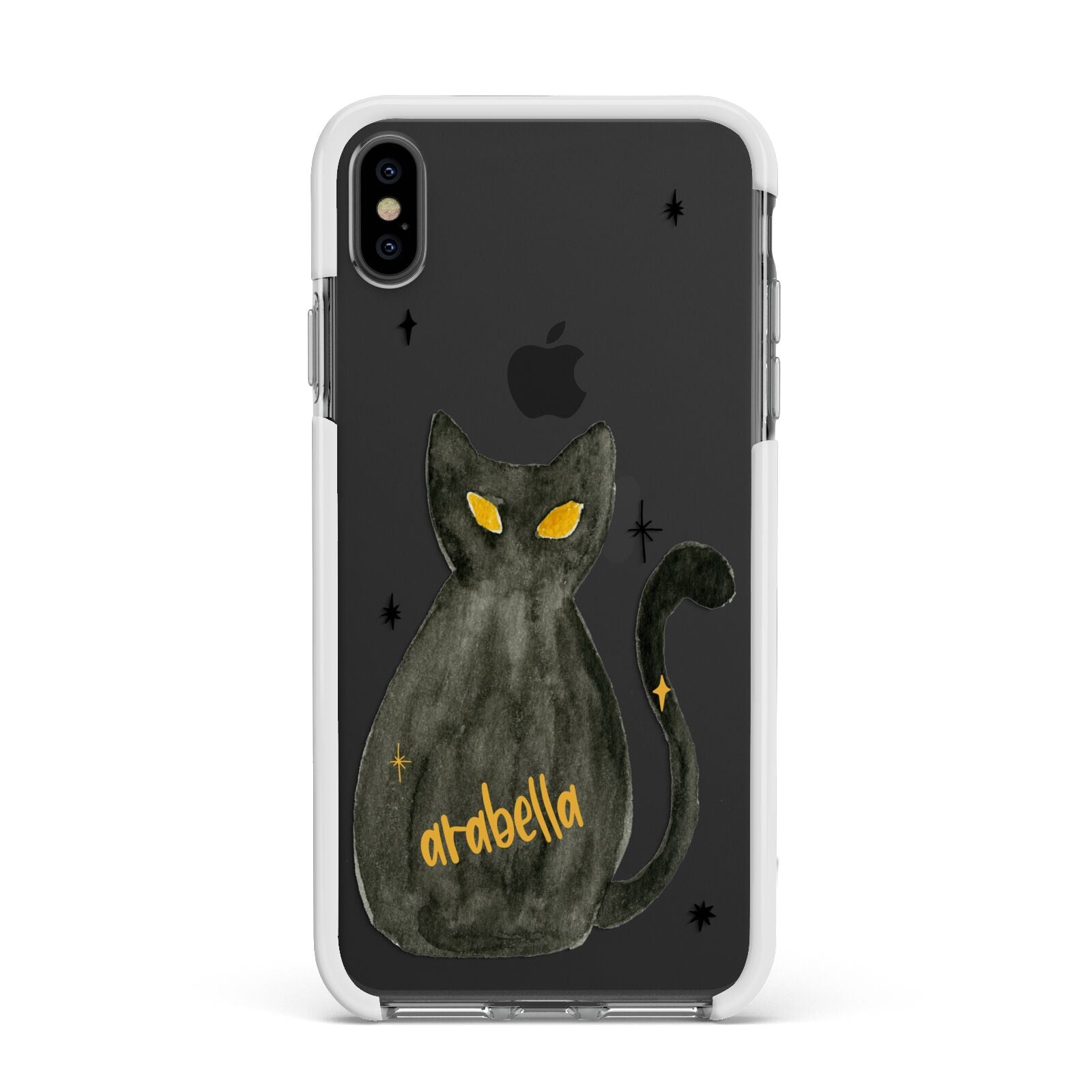 Custom Black Cat Apple iPhone Xs Max Impact Case White Edge on Black Phone