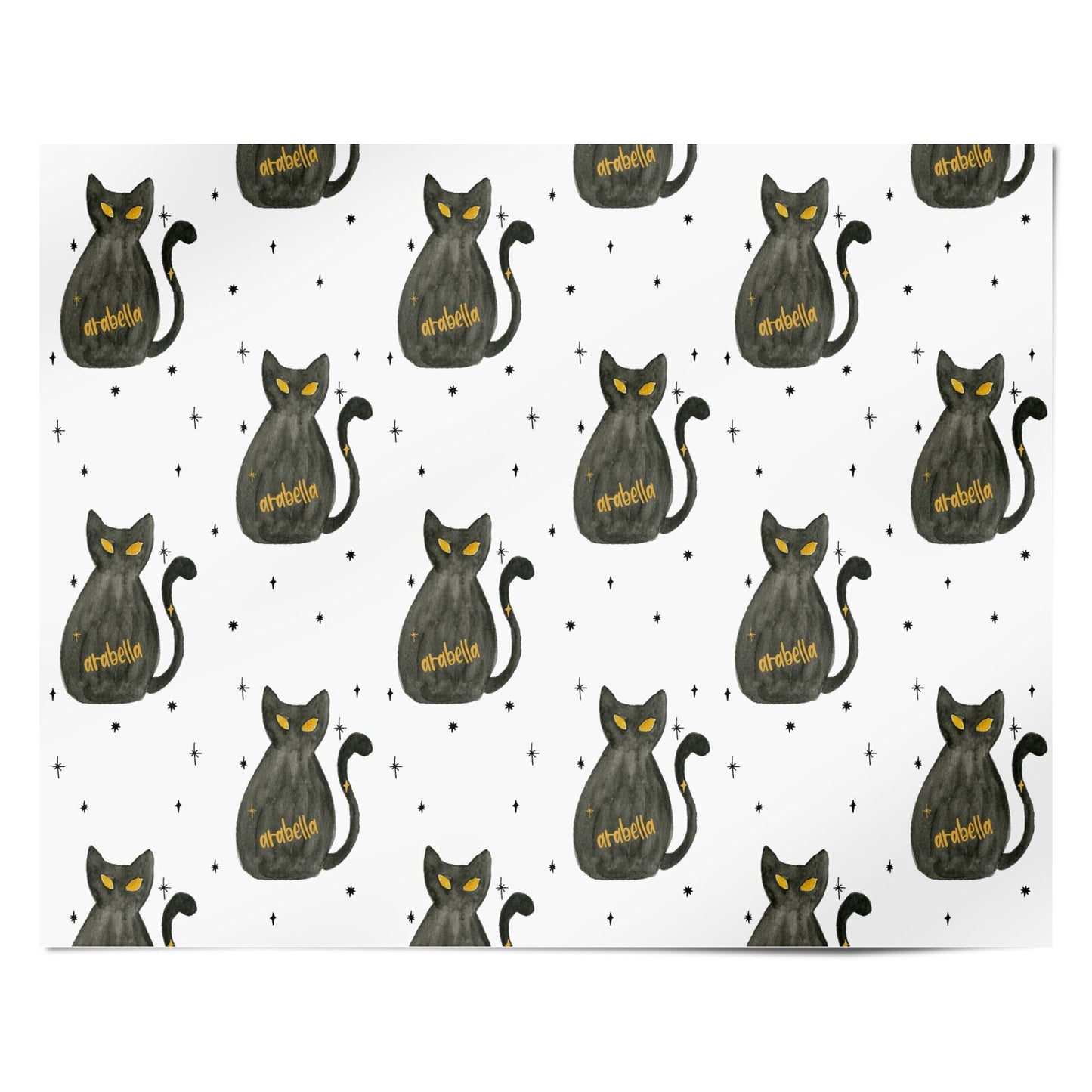 Custom Black Cat Personalised Wrapping Paper Alternative