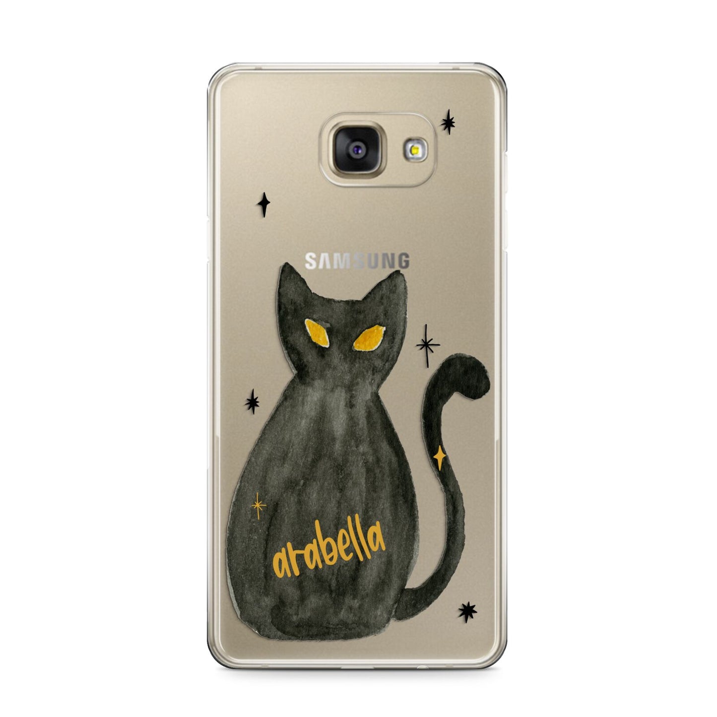 Custom Black Cat Samsung Galaxy A9 2016 Case on gold phone