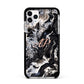 Custom Black Swirl Marble Apple iPhone 11 Pro Max in Silver with Black Impact Case