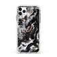 Custom Black Swirl Marble Apple iPhone 11 Pro Max in Silver with White Impact Case