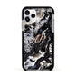 Custom Black Swirl Marble Apple iPhone 11 Pro in Silver with Black Impact Case