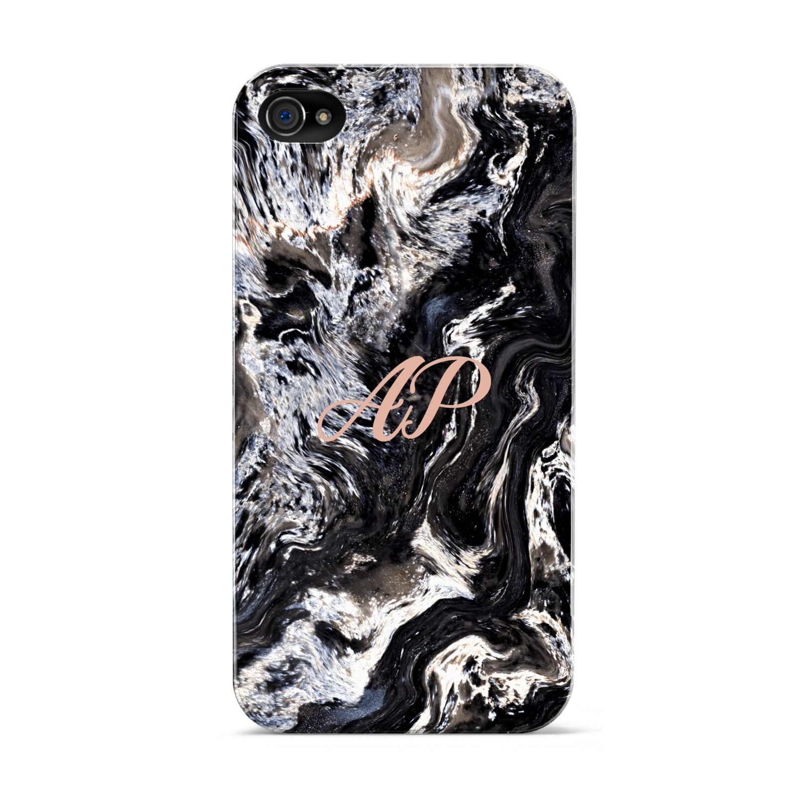 Custom Black Swirl Marble Apple iPhone 4s Case