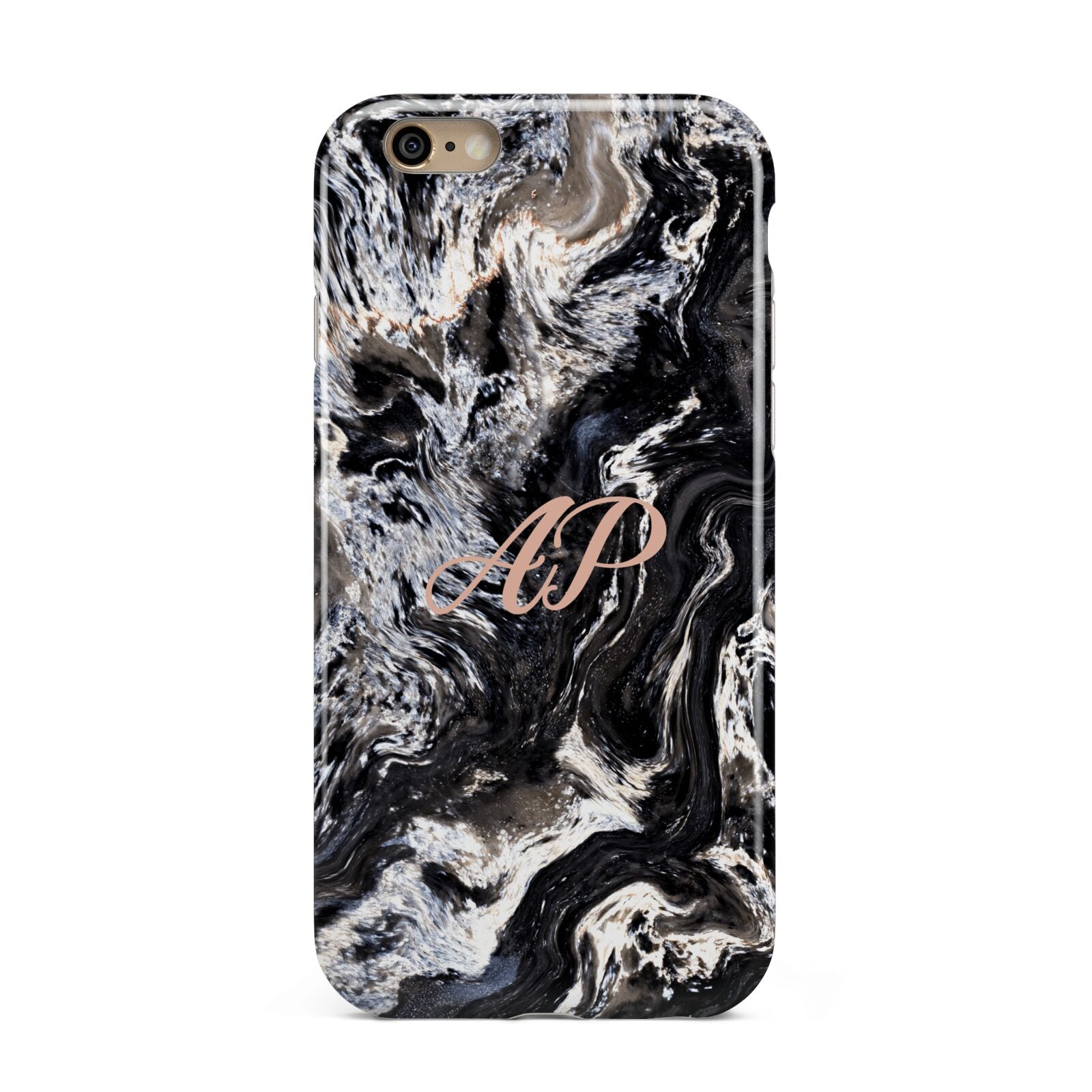 Custom Black Swirl Marble Apple iPhone 6 3D Tough Case