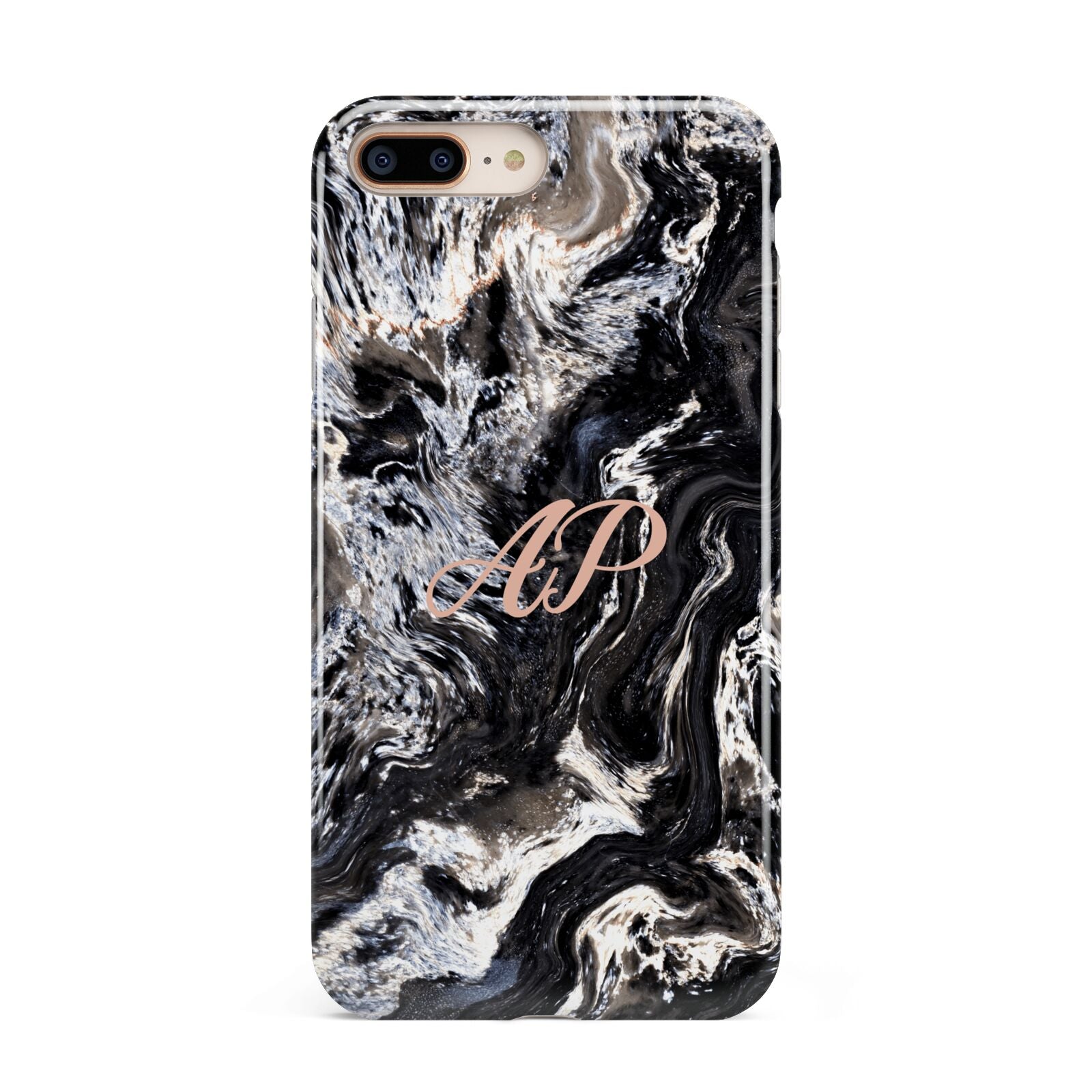 Custom Black Swirl Marble Apple iPhone 7 8 Plus 3D Tough Case