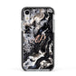 Custom Black Swirl Marble Apple iPhone XR Impact Case Black Edge on Silver Phone