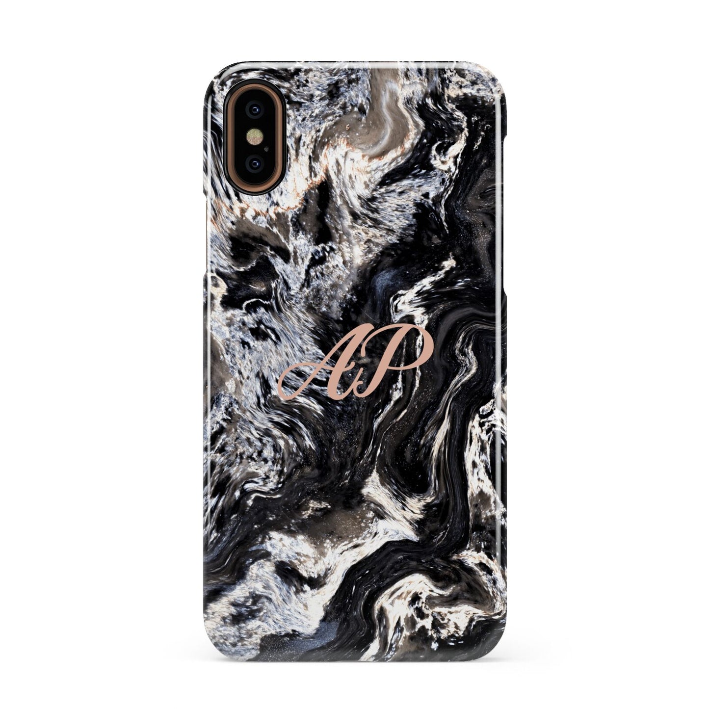 Custom Black Swirl Marble Apple iPhone XS 3D Snap Case