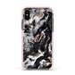 Custom Black Swirl Marble Apple iPhone Xs Impact Case Pink Edge on Black Phone