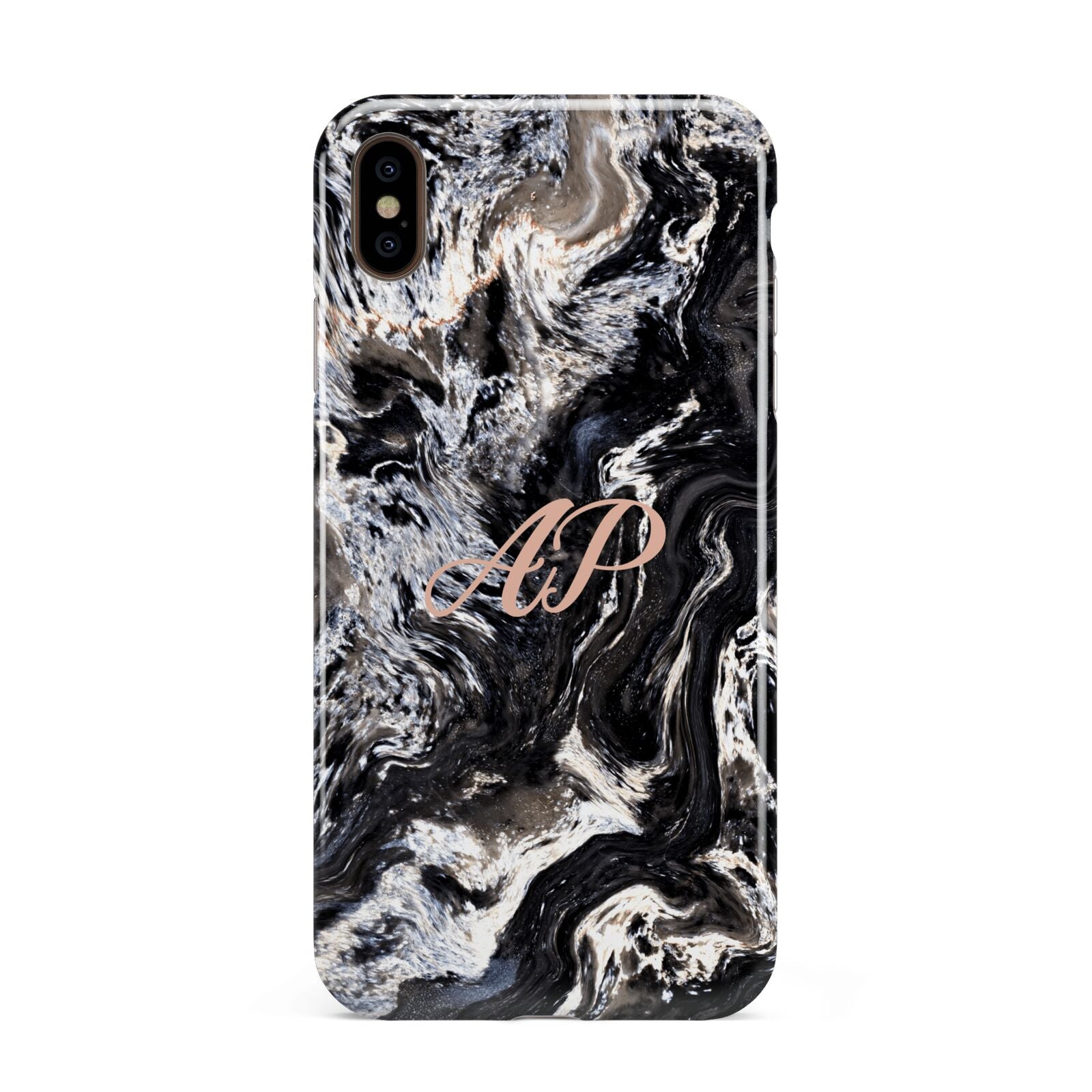 Custom Black Swirl Marble Apple iPhone Xs Max 3D Tough Case