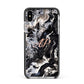 Custom Black Swirl Marble Apple iPhone Xs Max Impact Case Black Edge on Silver Phone