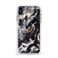 Custom Black Swirl Marble Apple iPhone Xs Max Impact Case White Edge on Silver Phone