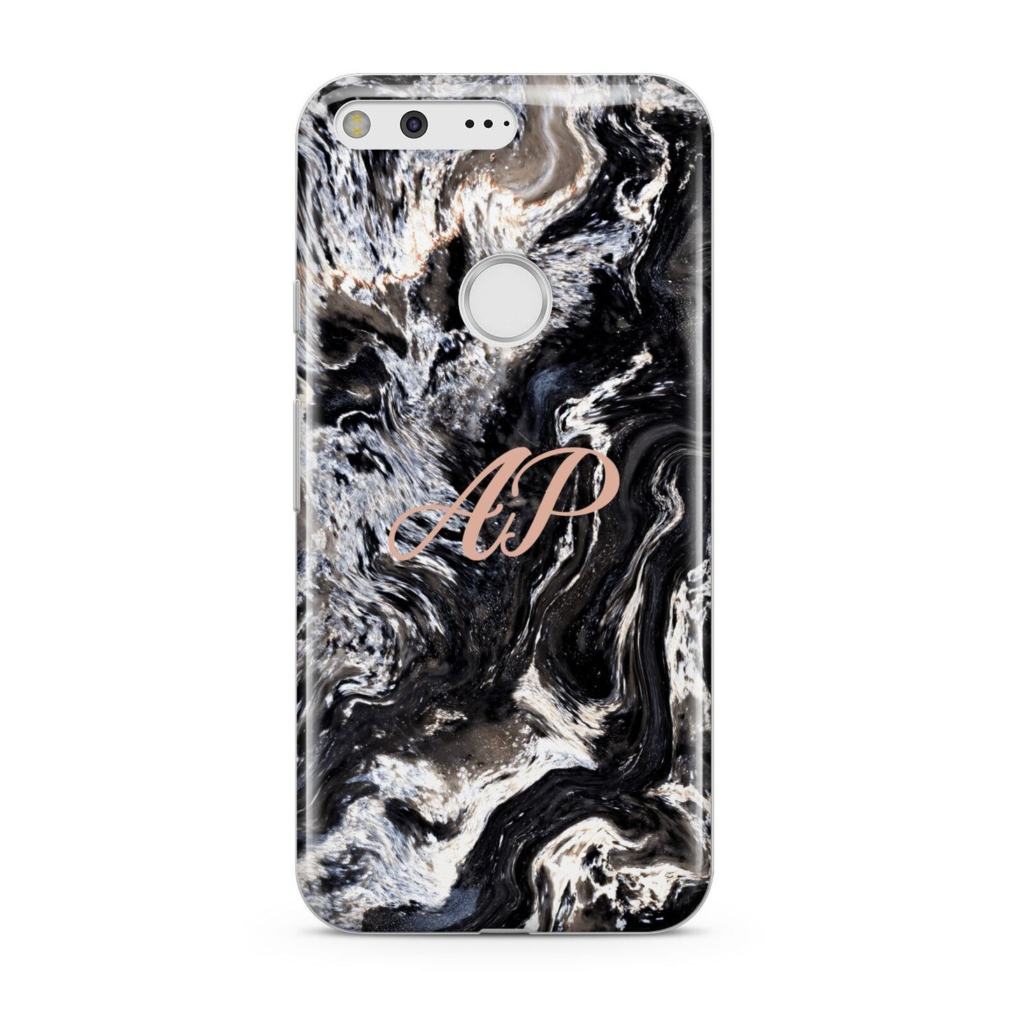 Custom Black Swirl Marble Google Pixel Case