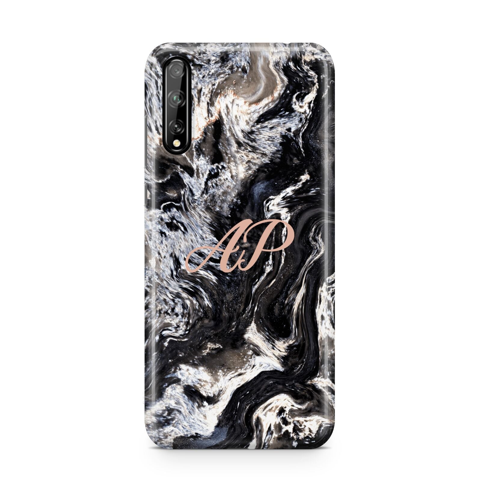 Custom Black Swirl Marble Huawei Enjoy 10s Phone Case