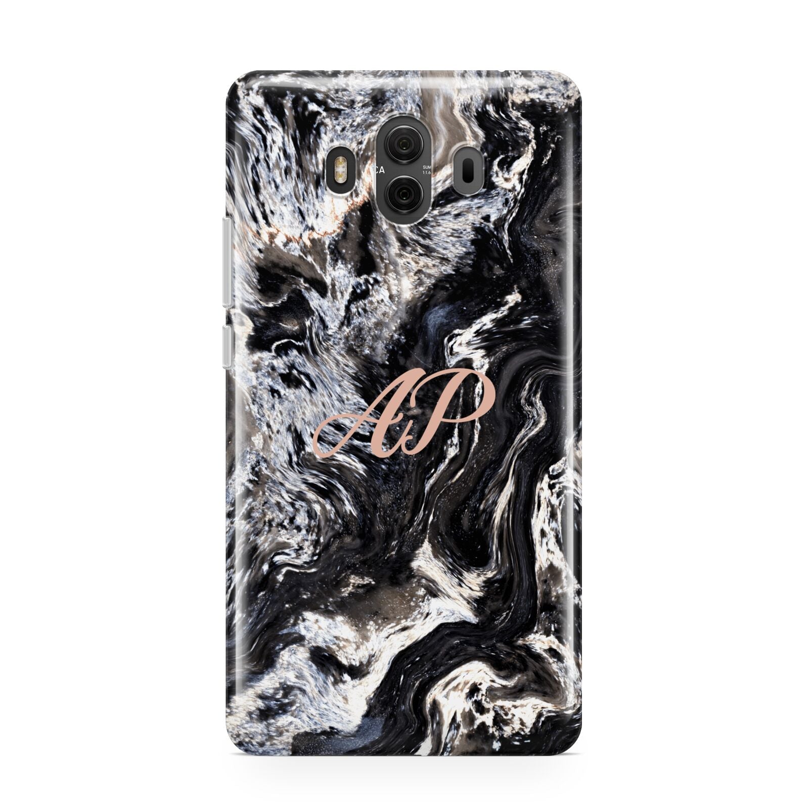 Custom Black Swirl Marble Huawei Mate 10 Protective Phone Case