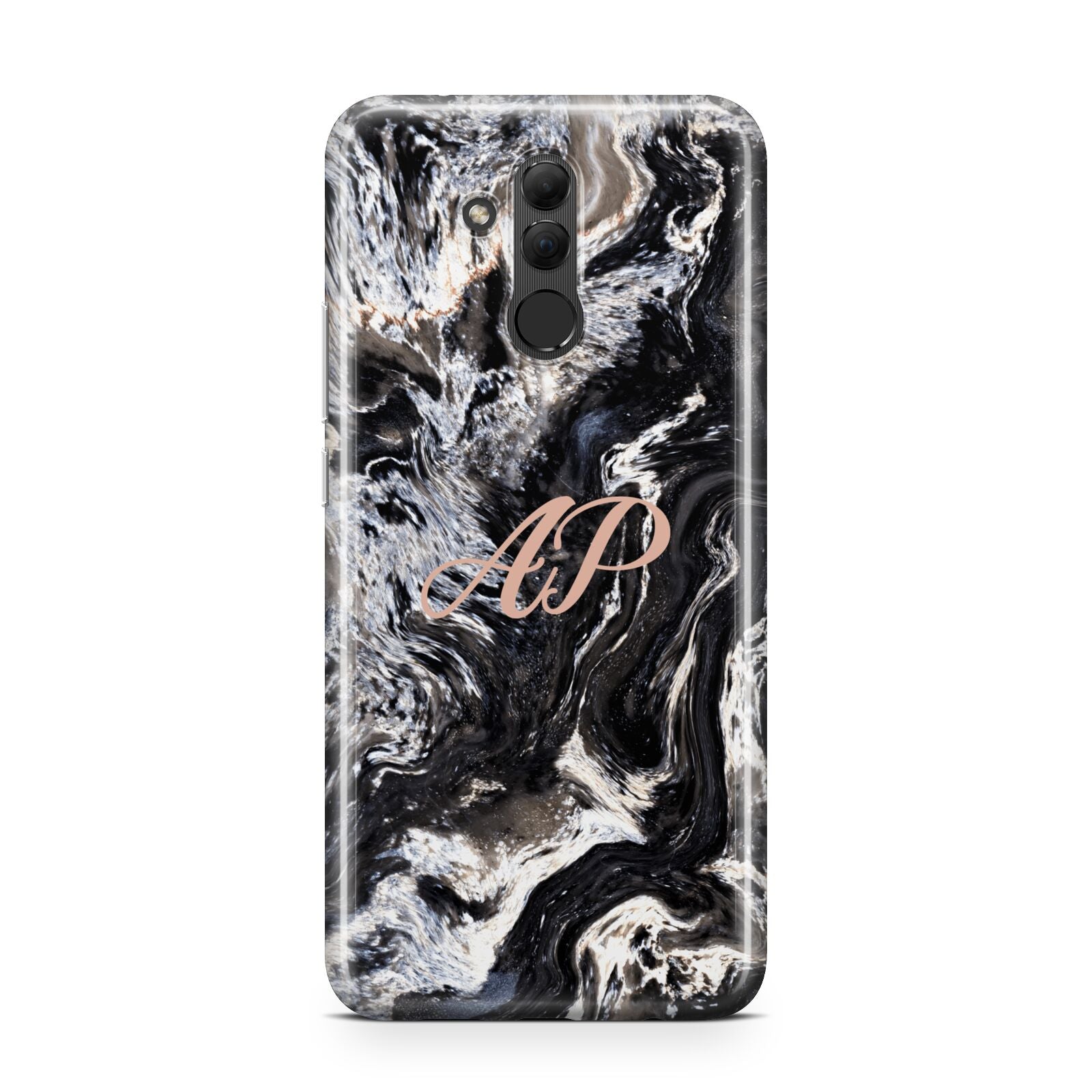 Custom Black Swirl Marble Huawei Mate 20 Lite