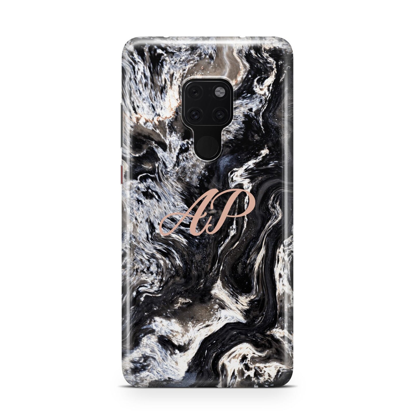 Custom Black Swirl Marble Huawei Mate 20 Phone Case