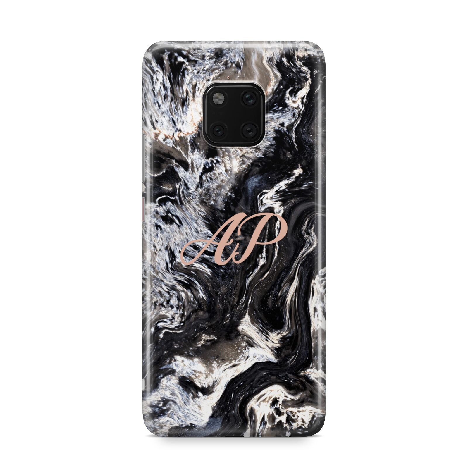 Custom Black Swirl Marble Huawei Mate 20 Pro Phone Case