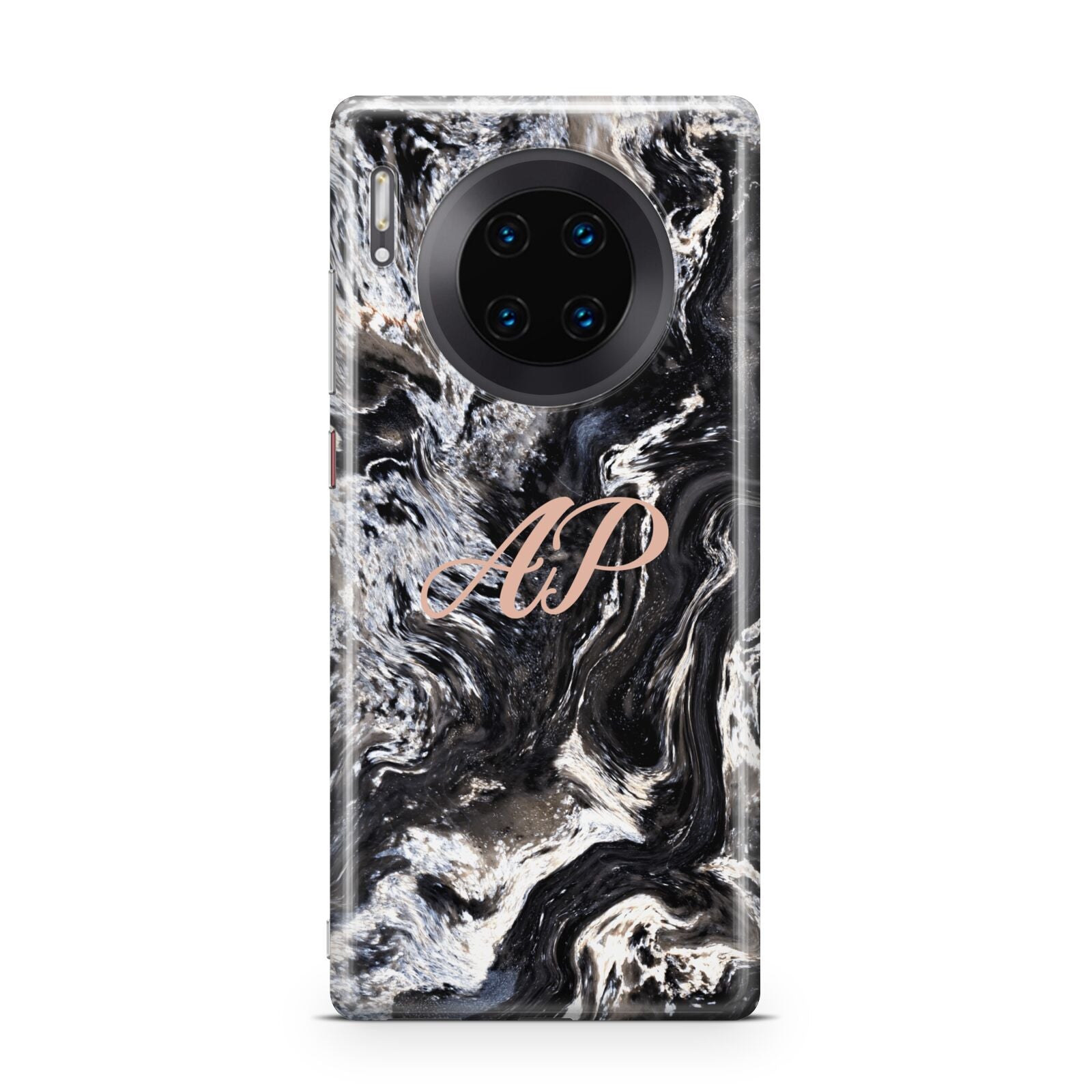 Custom Black Swirl Marble Huawei Mate 30 Pro Phone Case