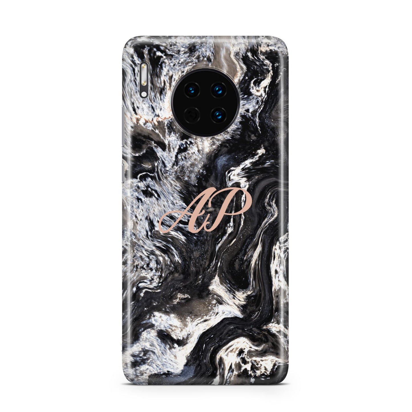 Custom Black Swirl Marble Huawei Mate 30